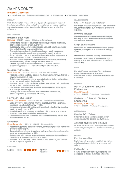 Electrician Resume Examples - Free to Edit ATS-Friendly PDF - 2025