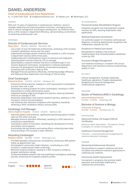 Head of Hospital Department Resume Example - Free to Edit ATS-Friendly ...