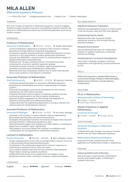 Math Teacher Resume Example - Free to Edit ATS-Friendly PDF - 2025