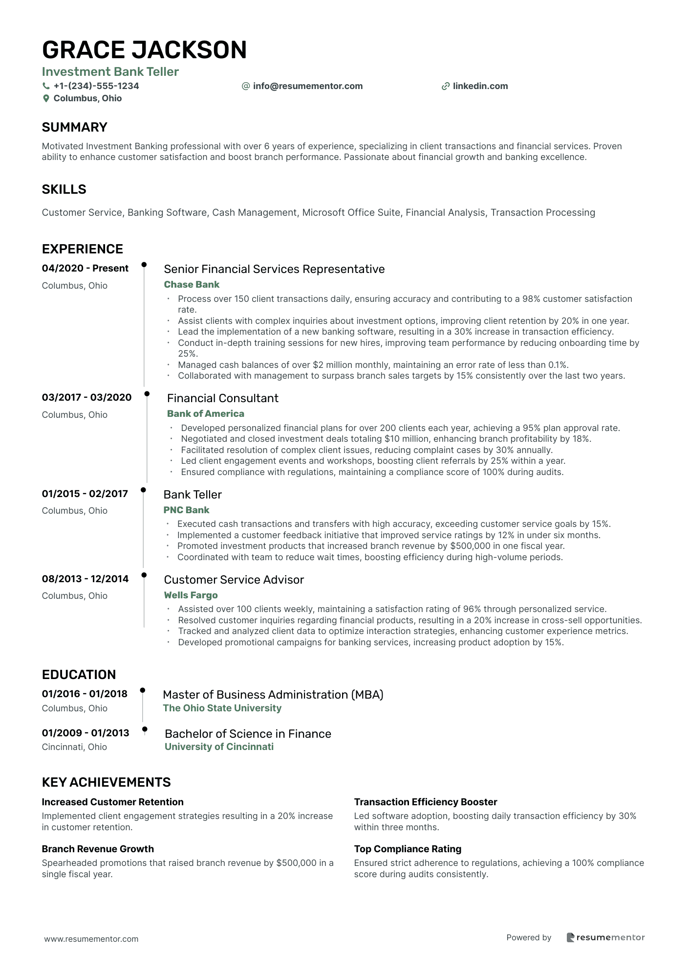 Bank Teller Resume Examples - Free to Edit ATS-Friendly PDF - 2025