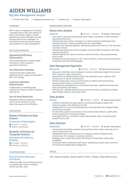 Data Managerment Analyst Resume Example - Free to Edit ATS-Friendly PDF ...