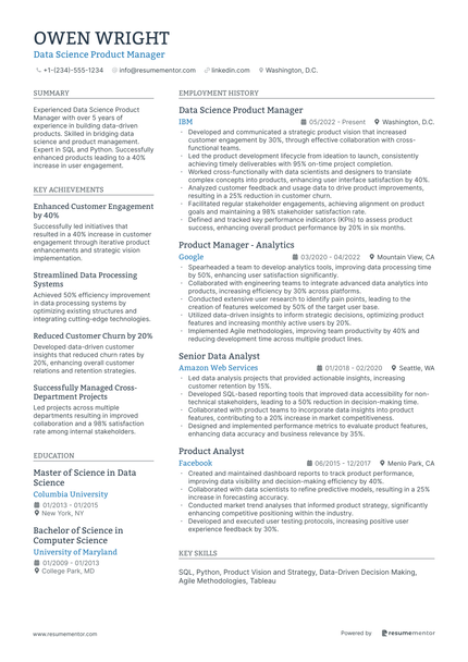 Technical Product Manager Resume Example - Free to Edit ATS-Friendly ...