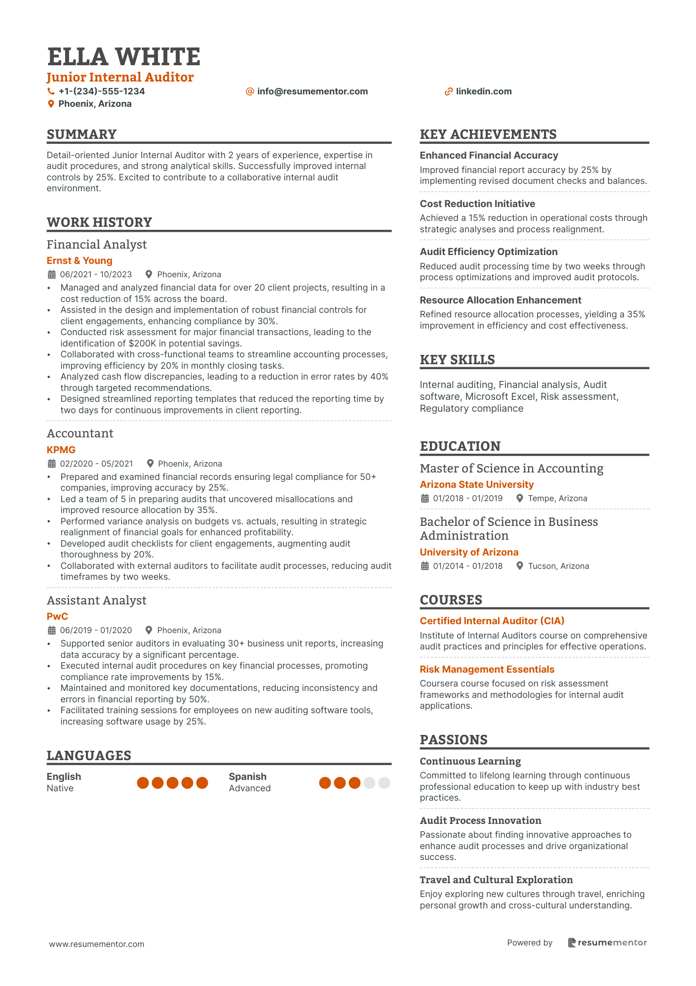 Fresher Accountant Resume Example - Free to Edit ATS-Friendly PDF - 2025