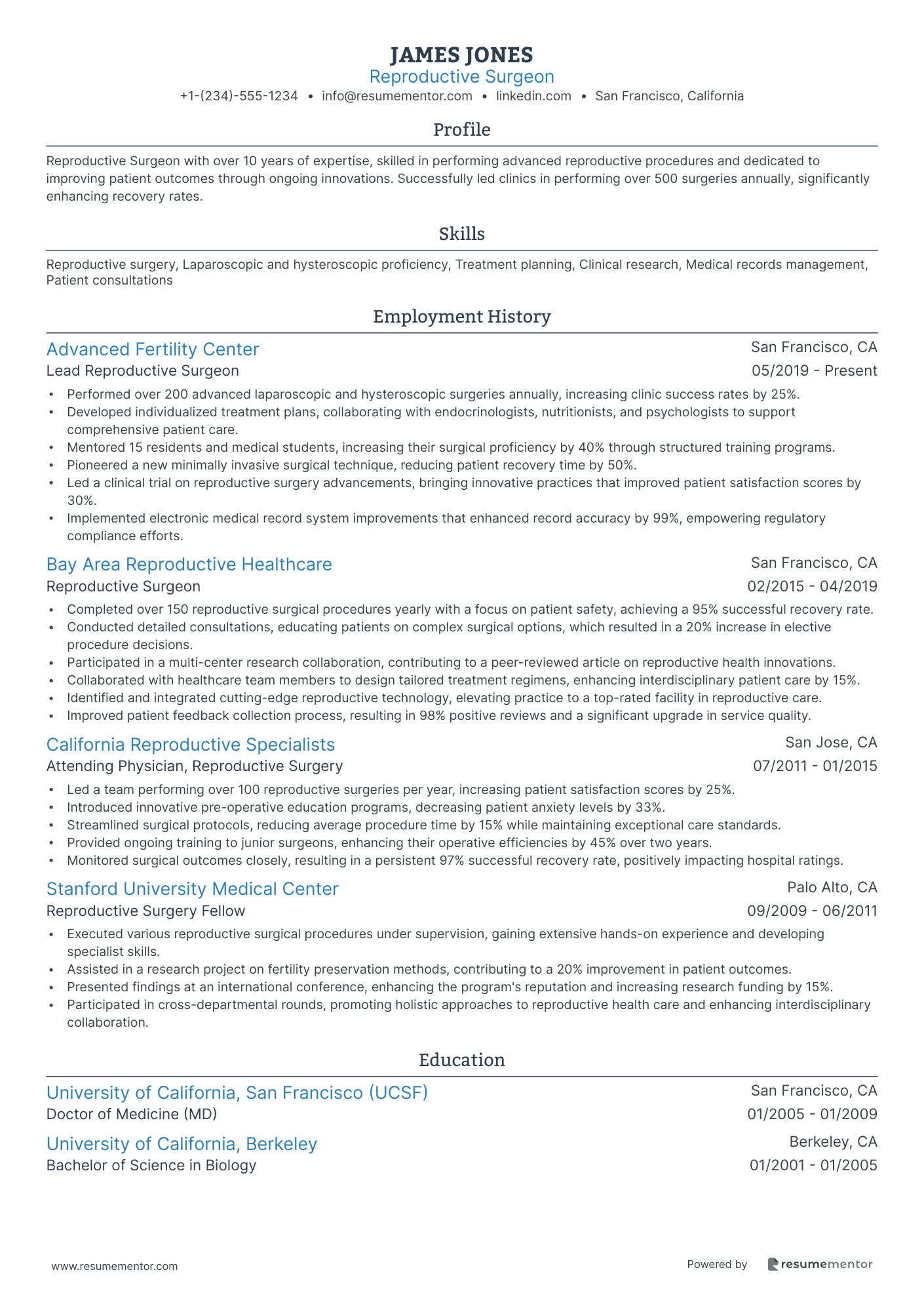 Obstetricians (OB-GYN) Resume Example - Free to Edit ATS-Friendly PDF ...