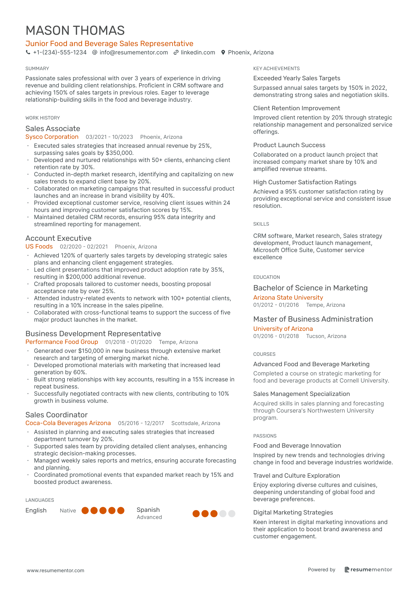 Junior Food and Beverage Sales Representative