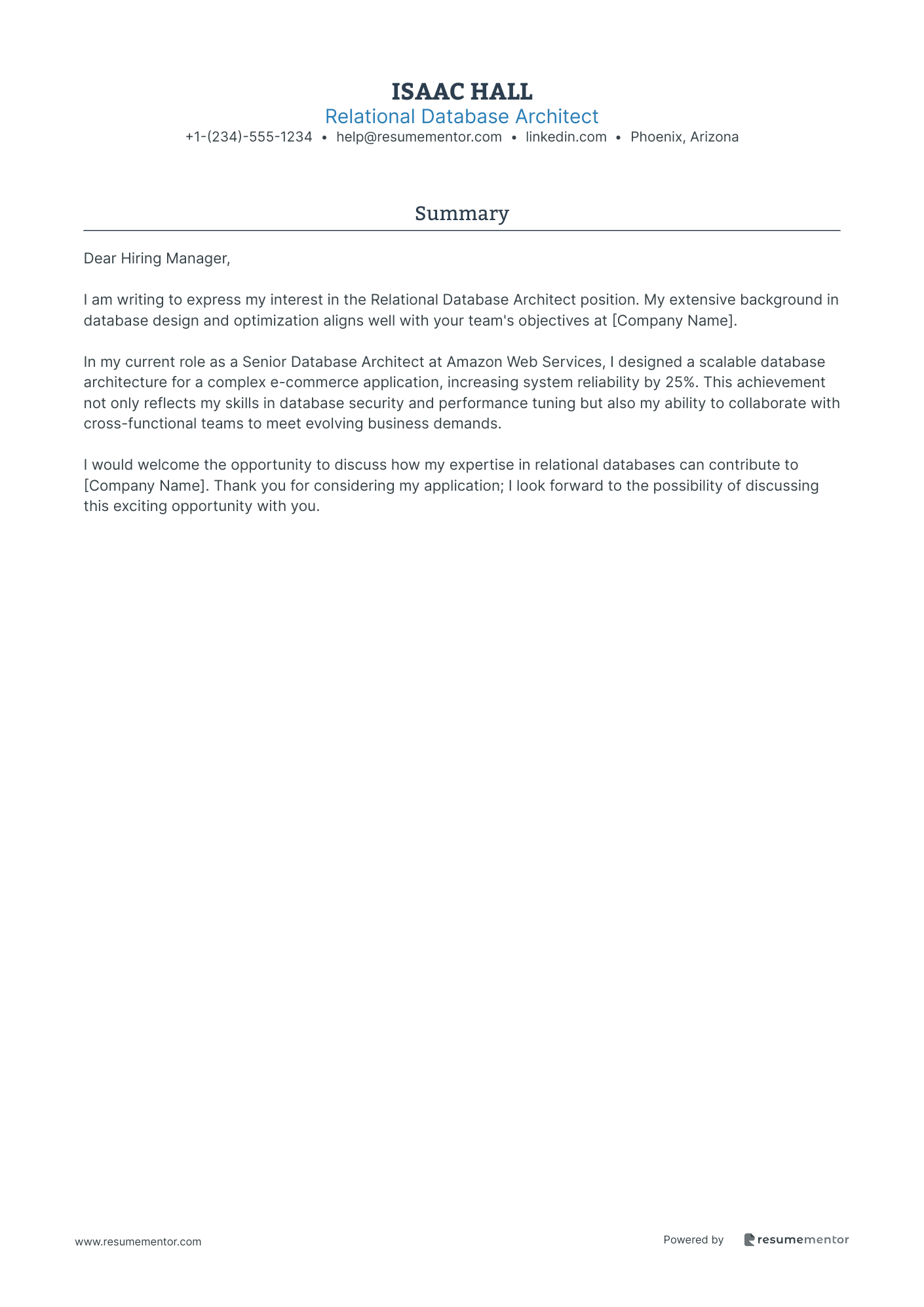 Relational Database Architect