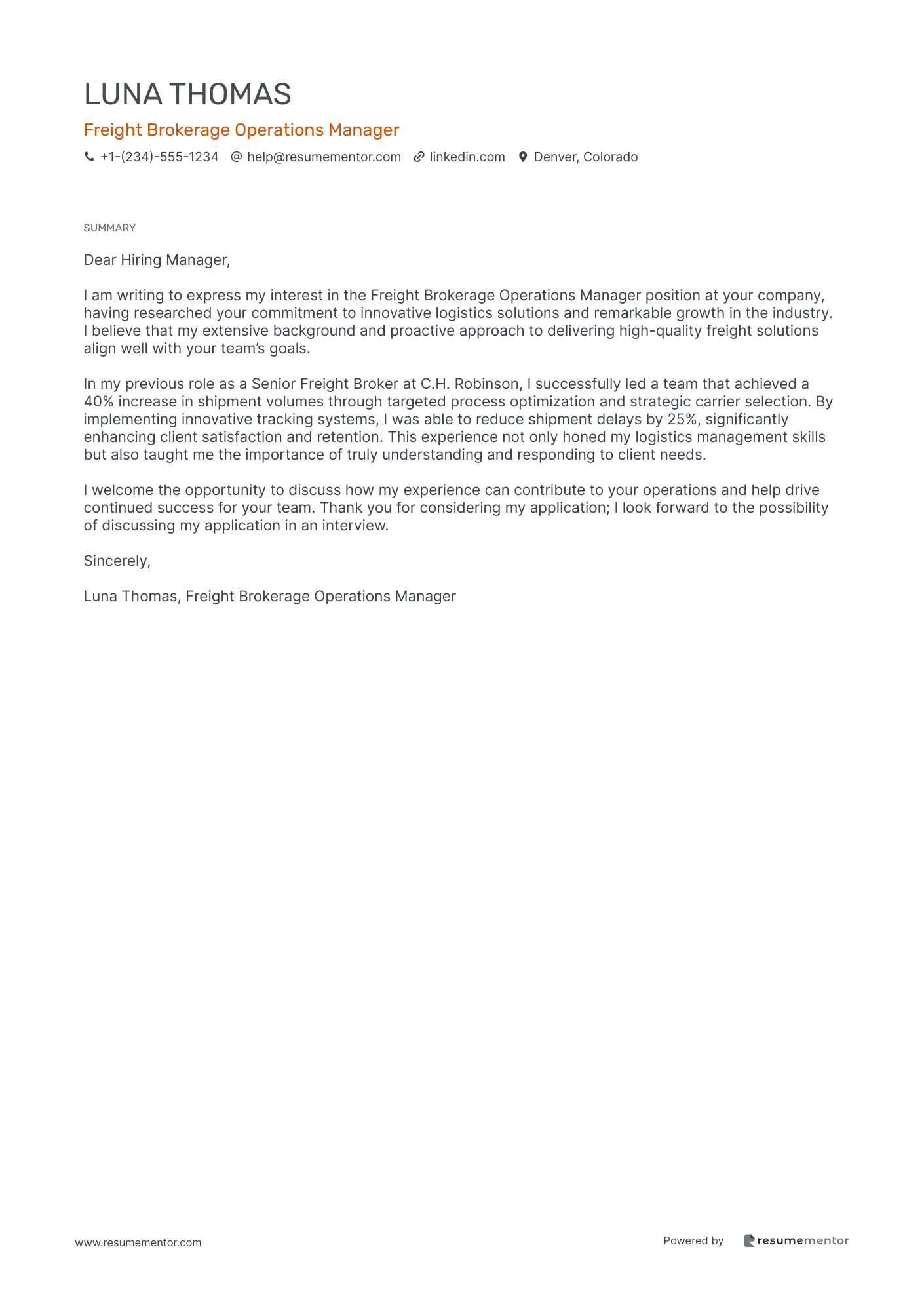 Freight Brokerage Operations Manager