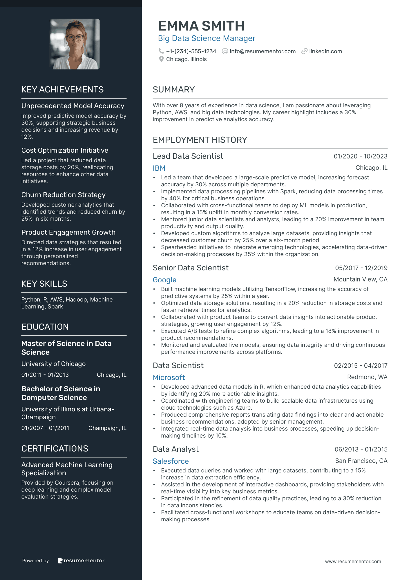 Big Data Science Manager