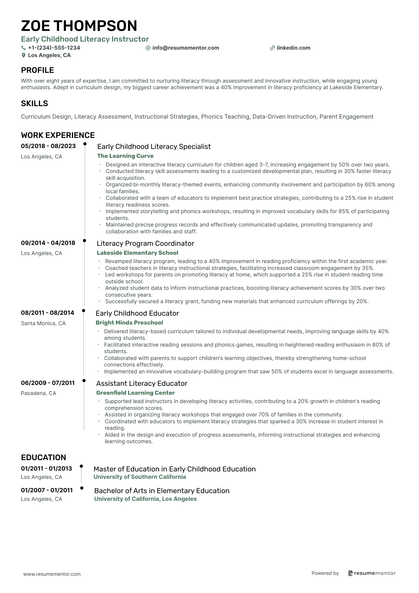 Early Childhood Literacy Instructor