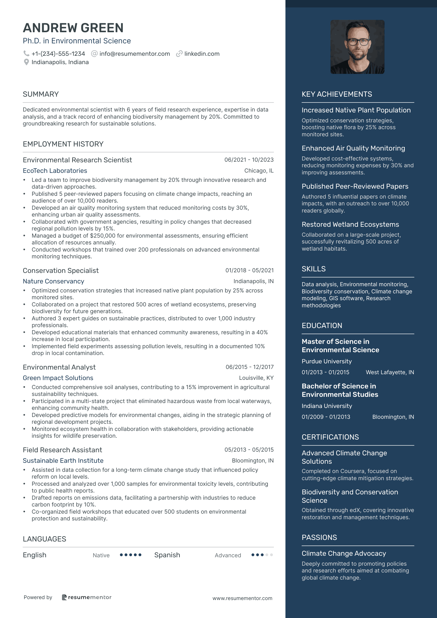 Ph. D. in Environmental Science