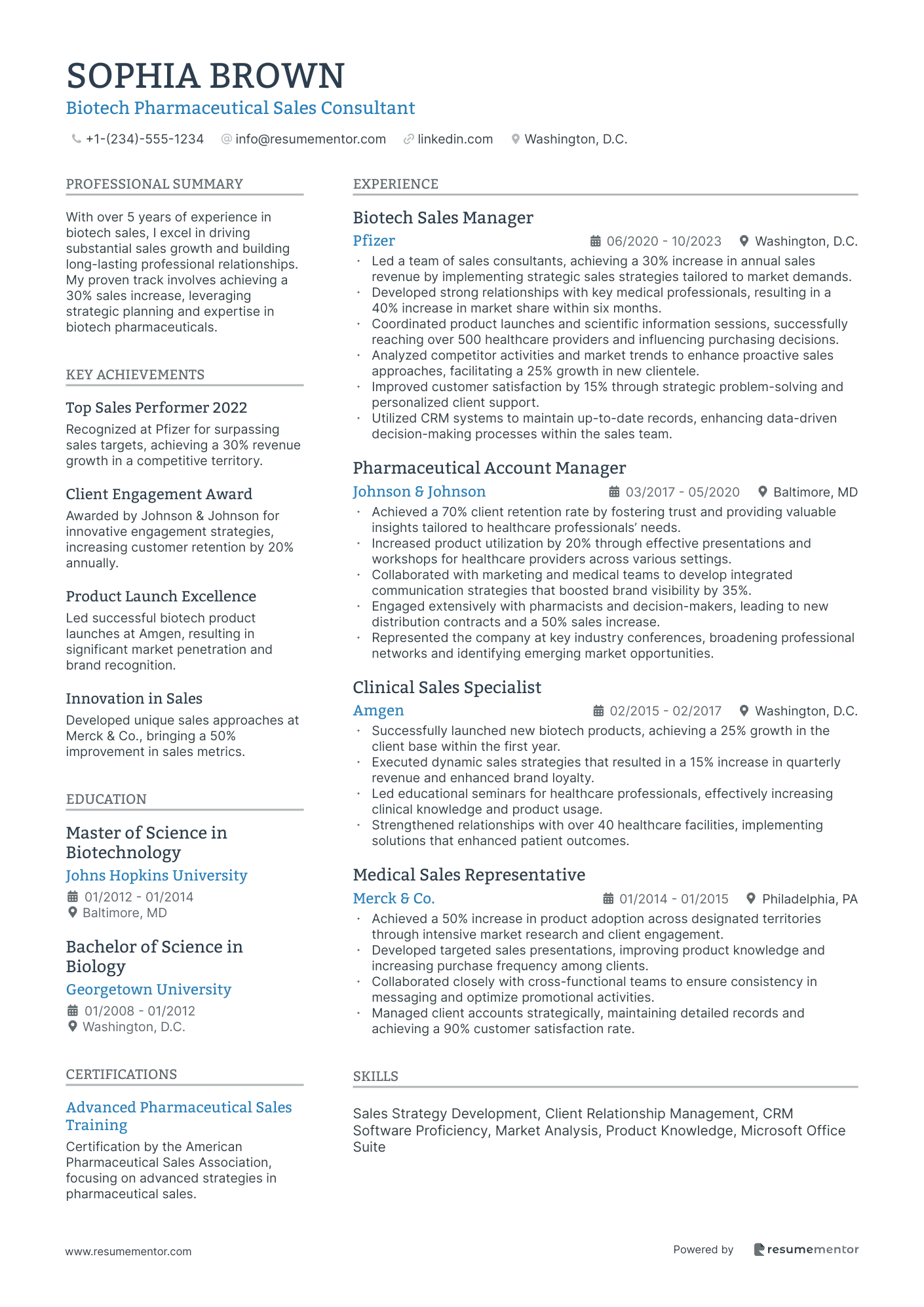 Biotech Pharmaceutical Sales Consultant