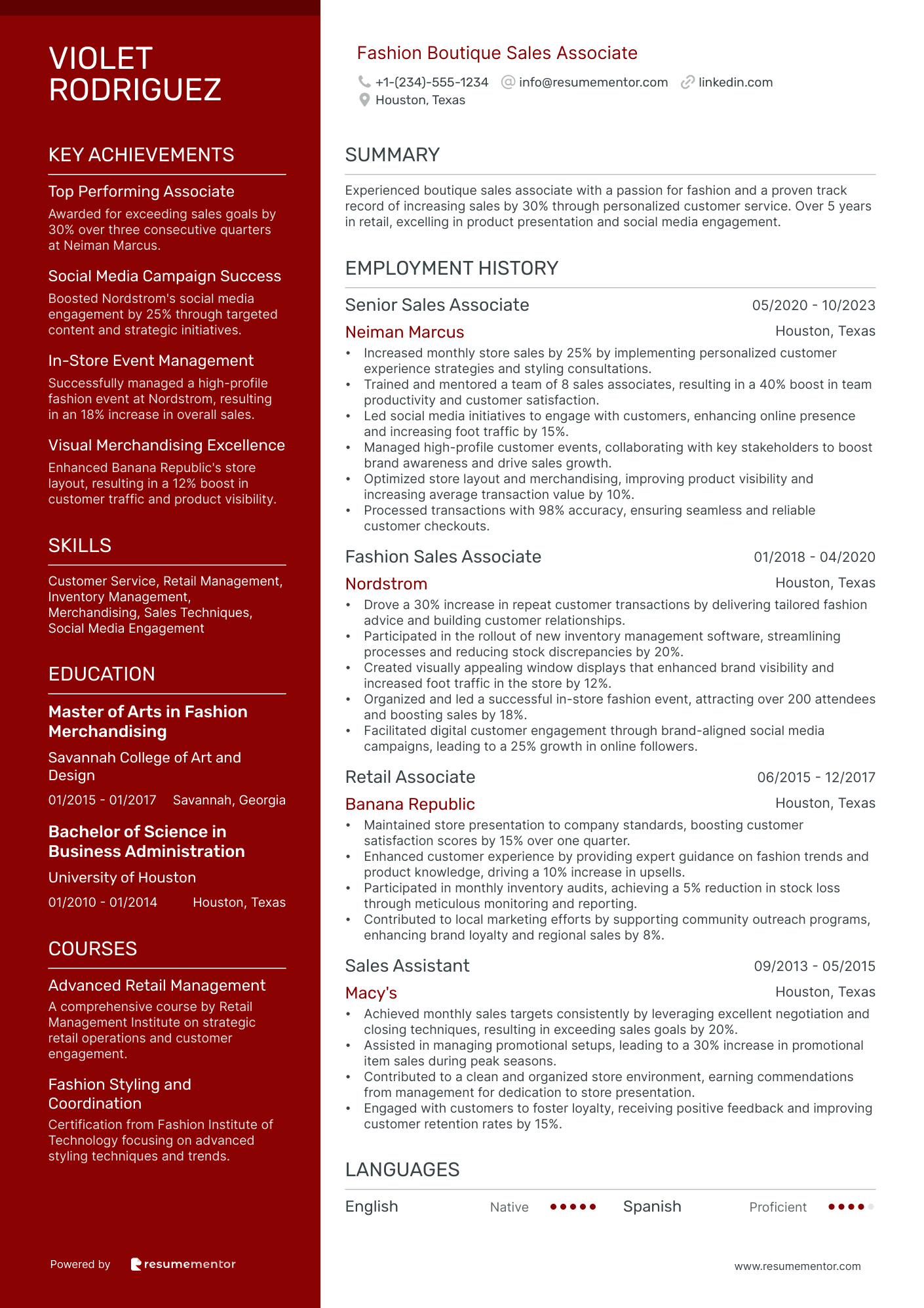 Fashion Boutique Sales Associate