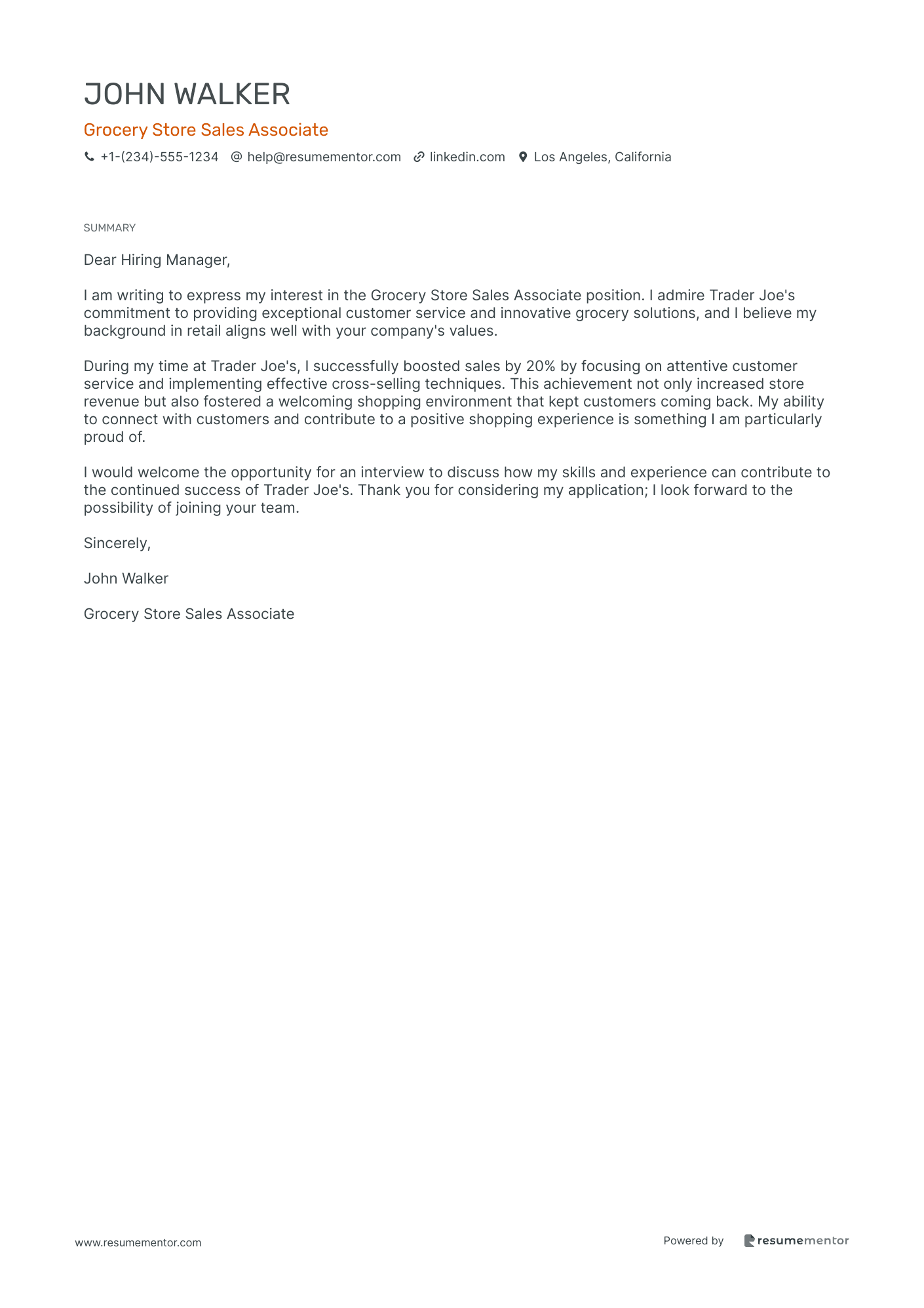 Grocery Store Sales Associate