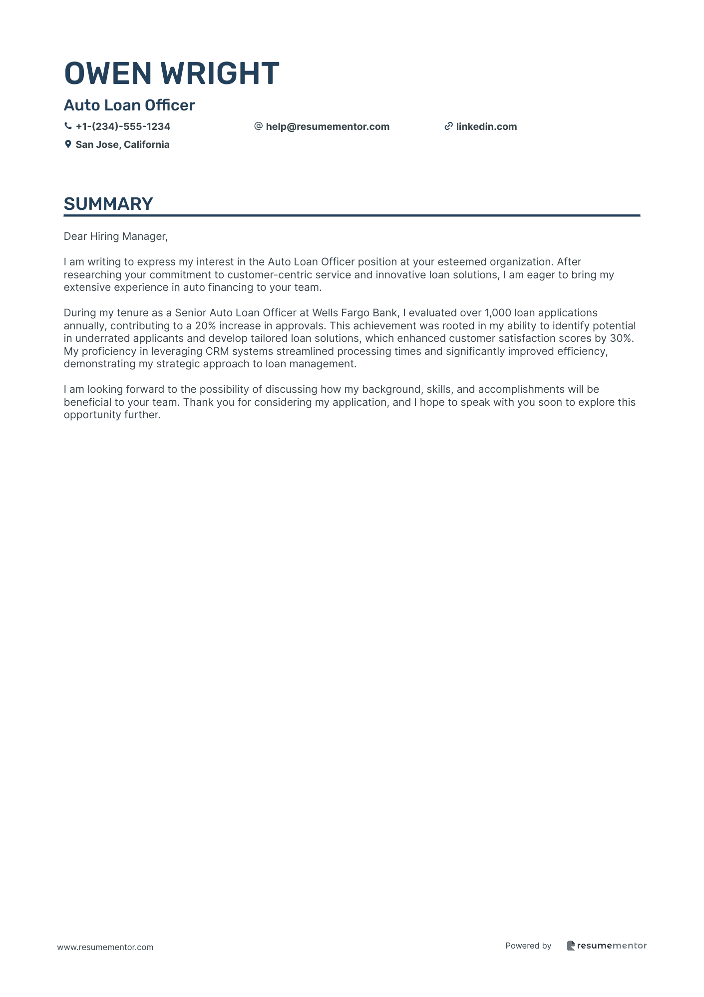 Auto Loan Officer