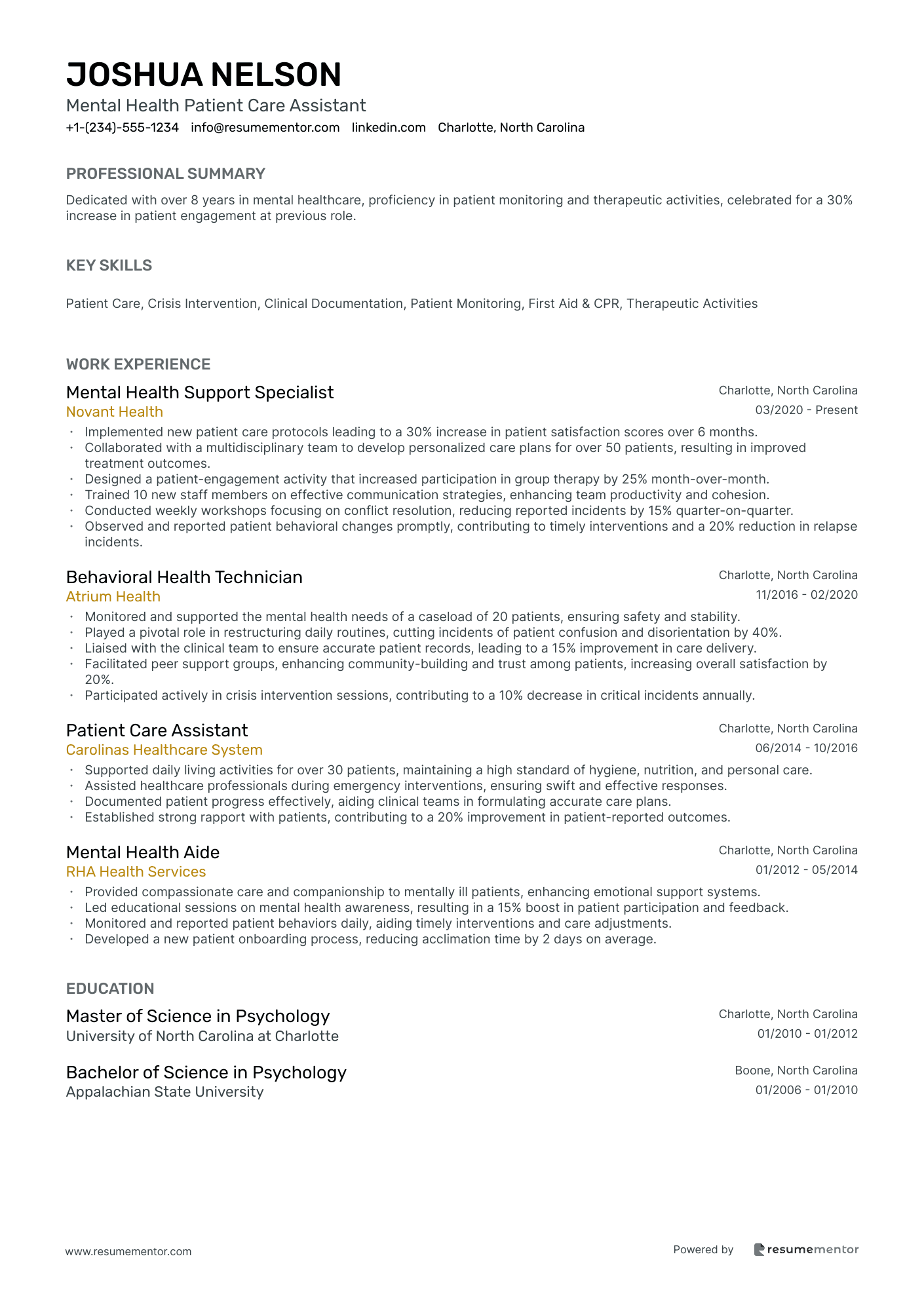 Mental Health Patient Care Assistant