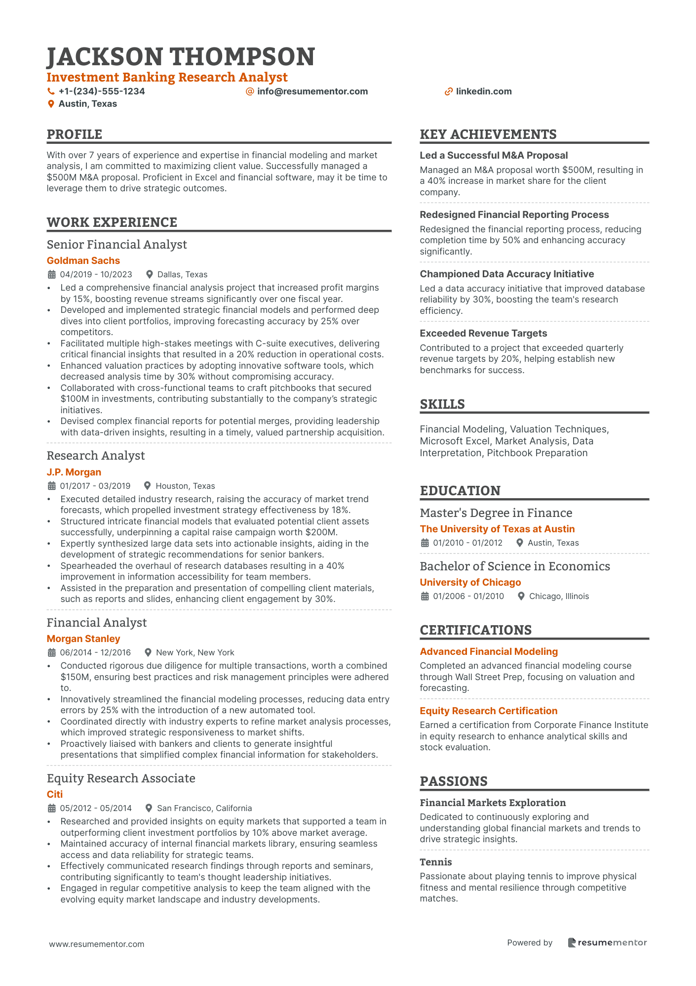 Investment Banking Research Analyst
