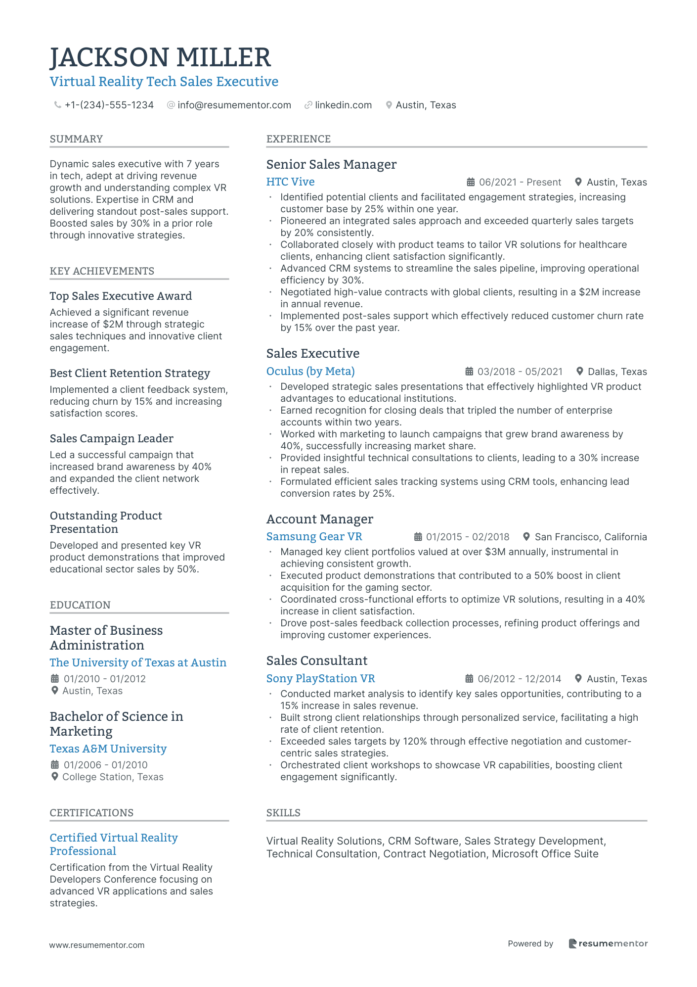 Virtual Reality Tech Sales Executive