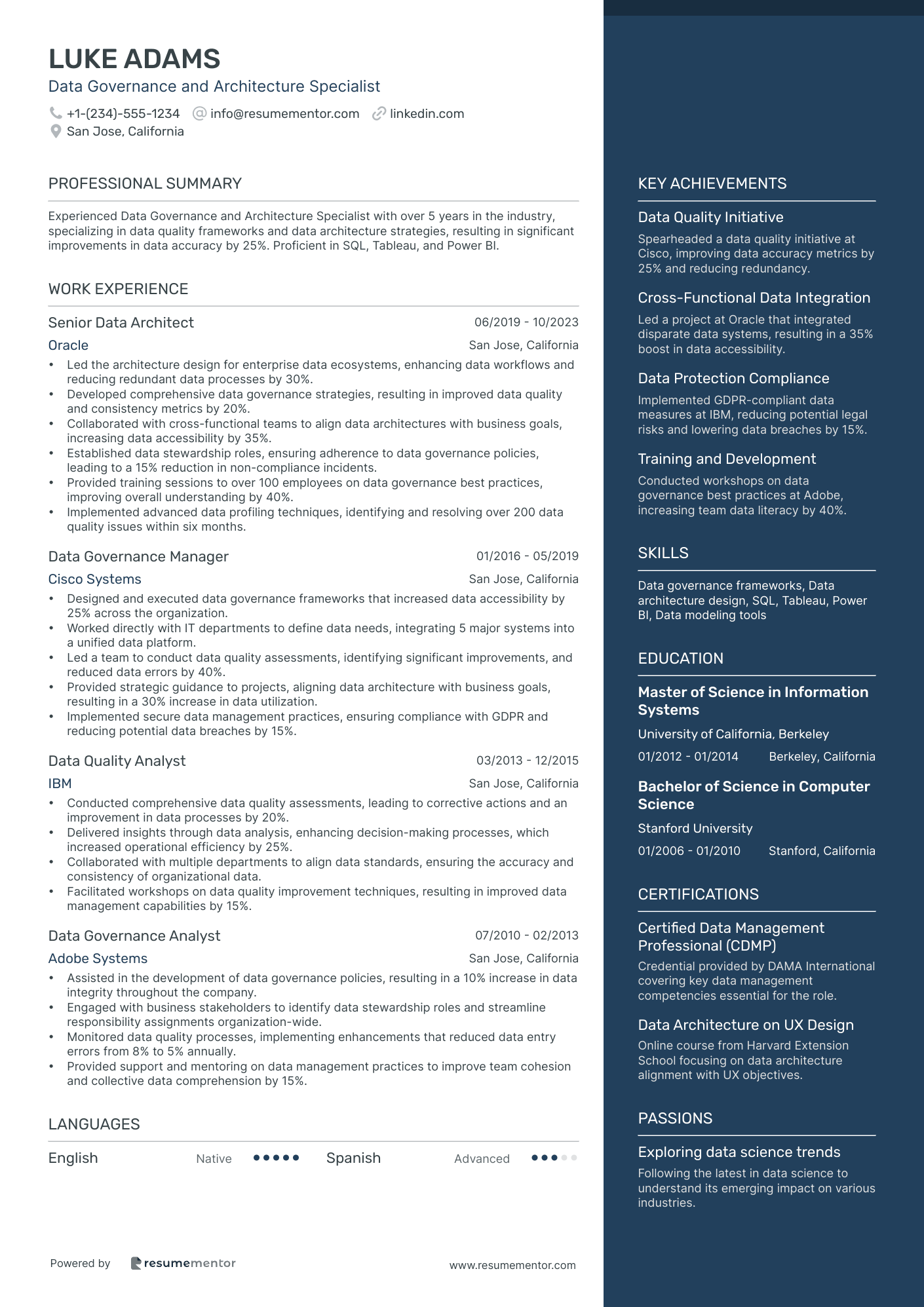 Data Governance and Architecture Specialist