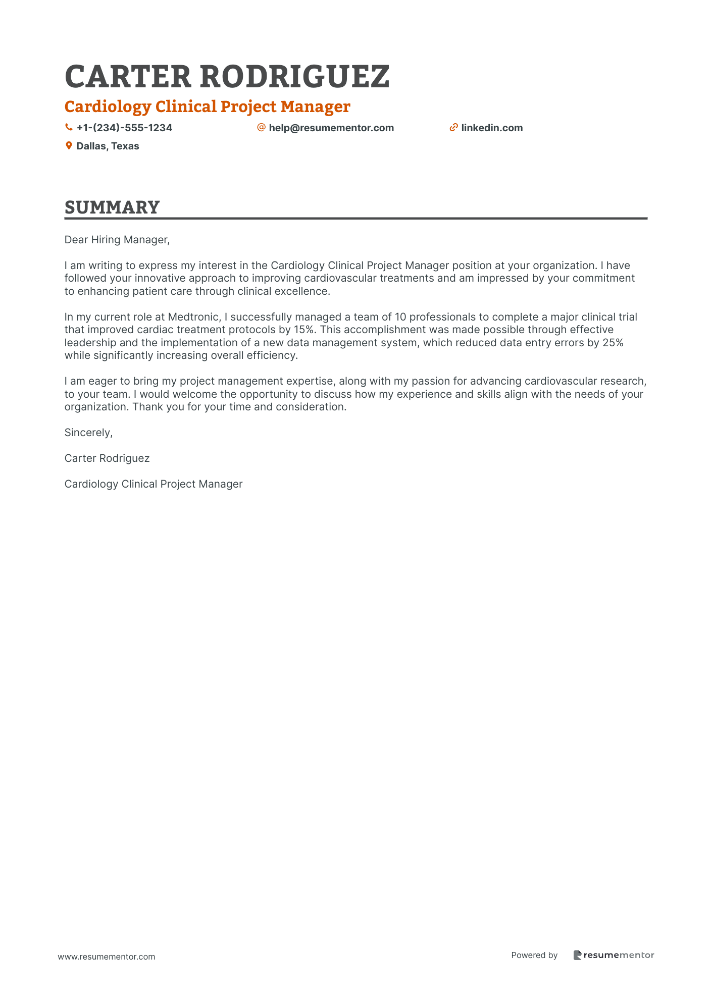 Cardiology Clinical Project Manager
