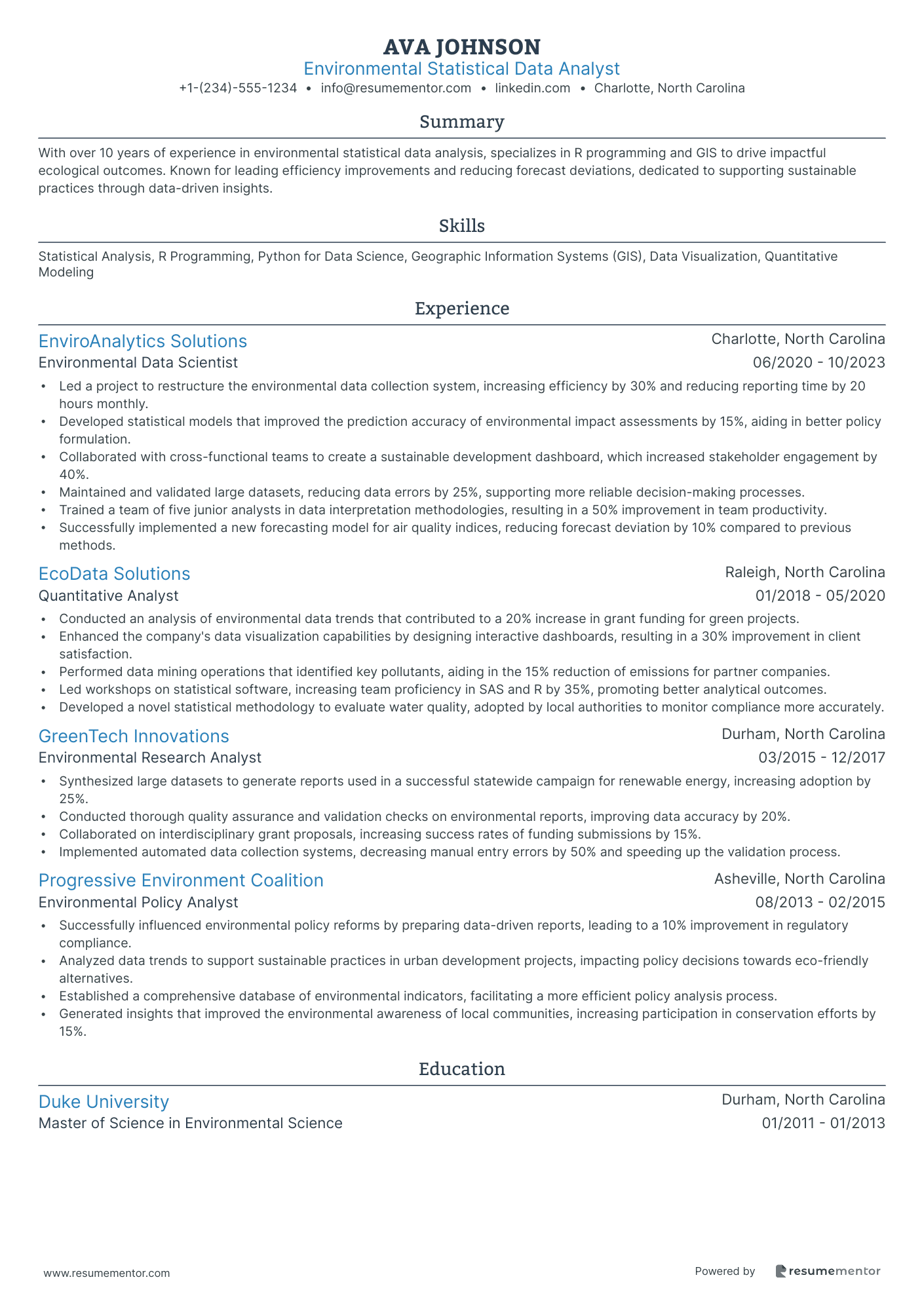 Environmental Statistical Data Analyst