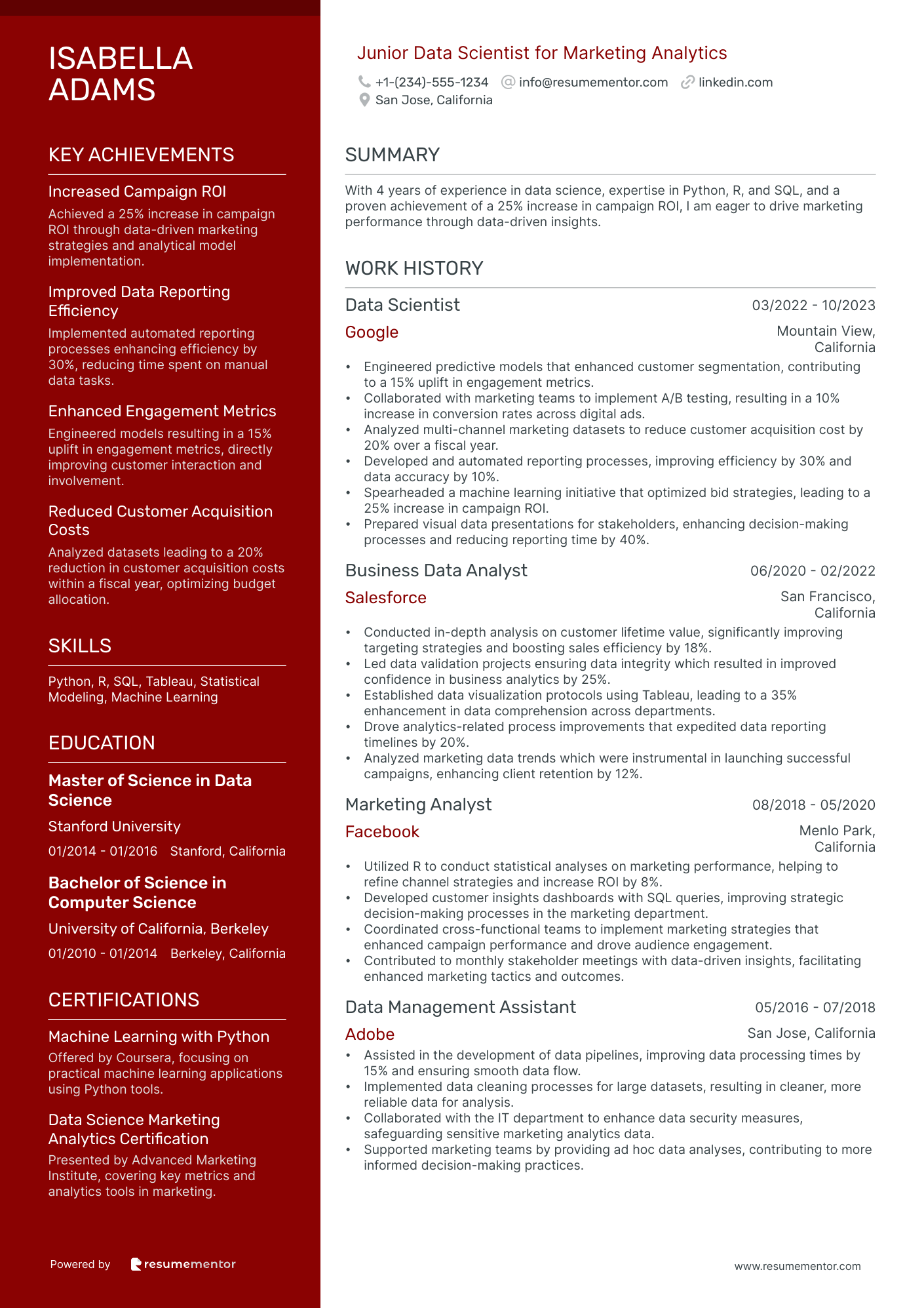 Junior Data Scientist for Marketing Analytics
