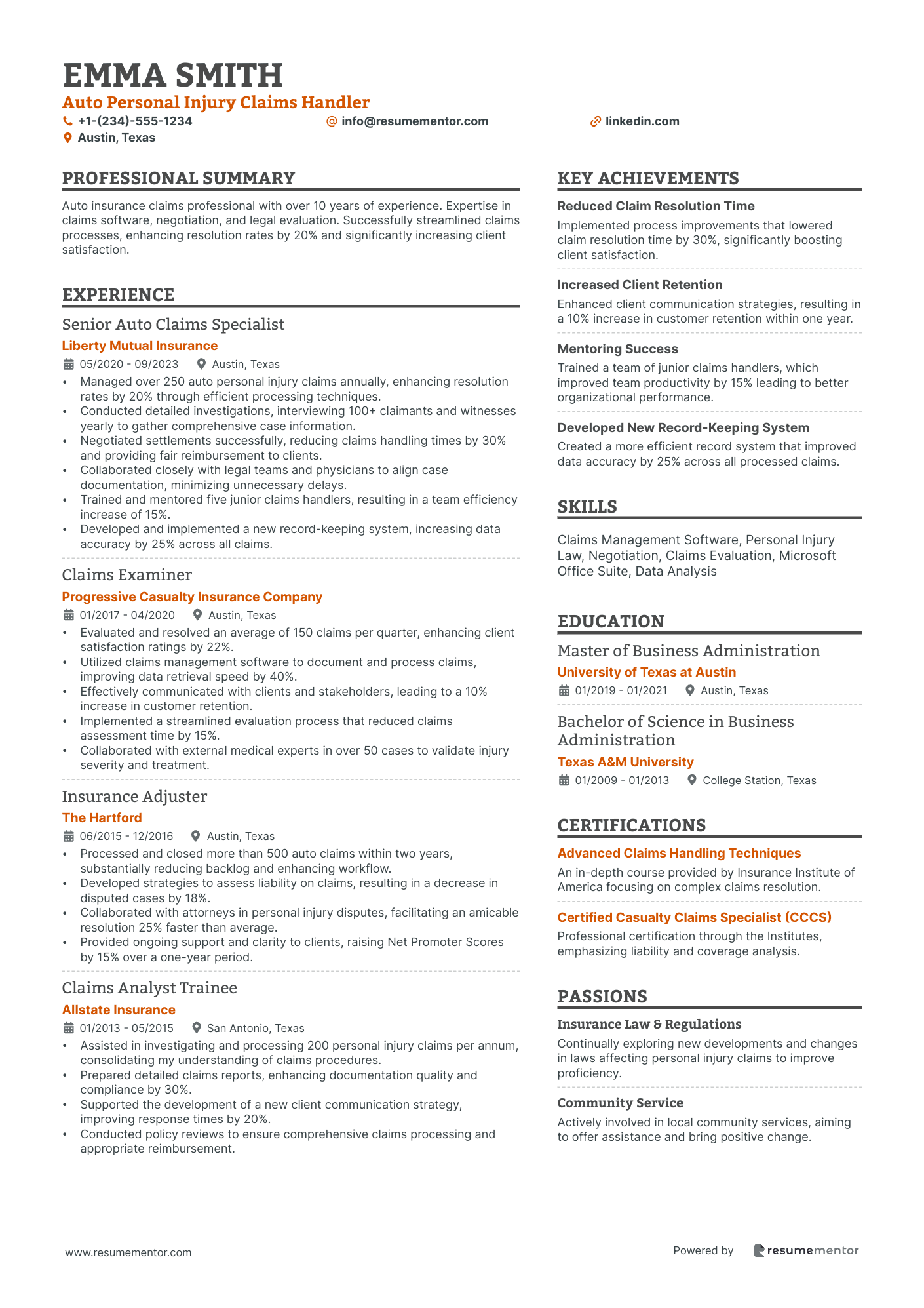 Auto Personal Injury Claims Handler