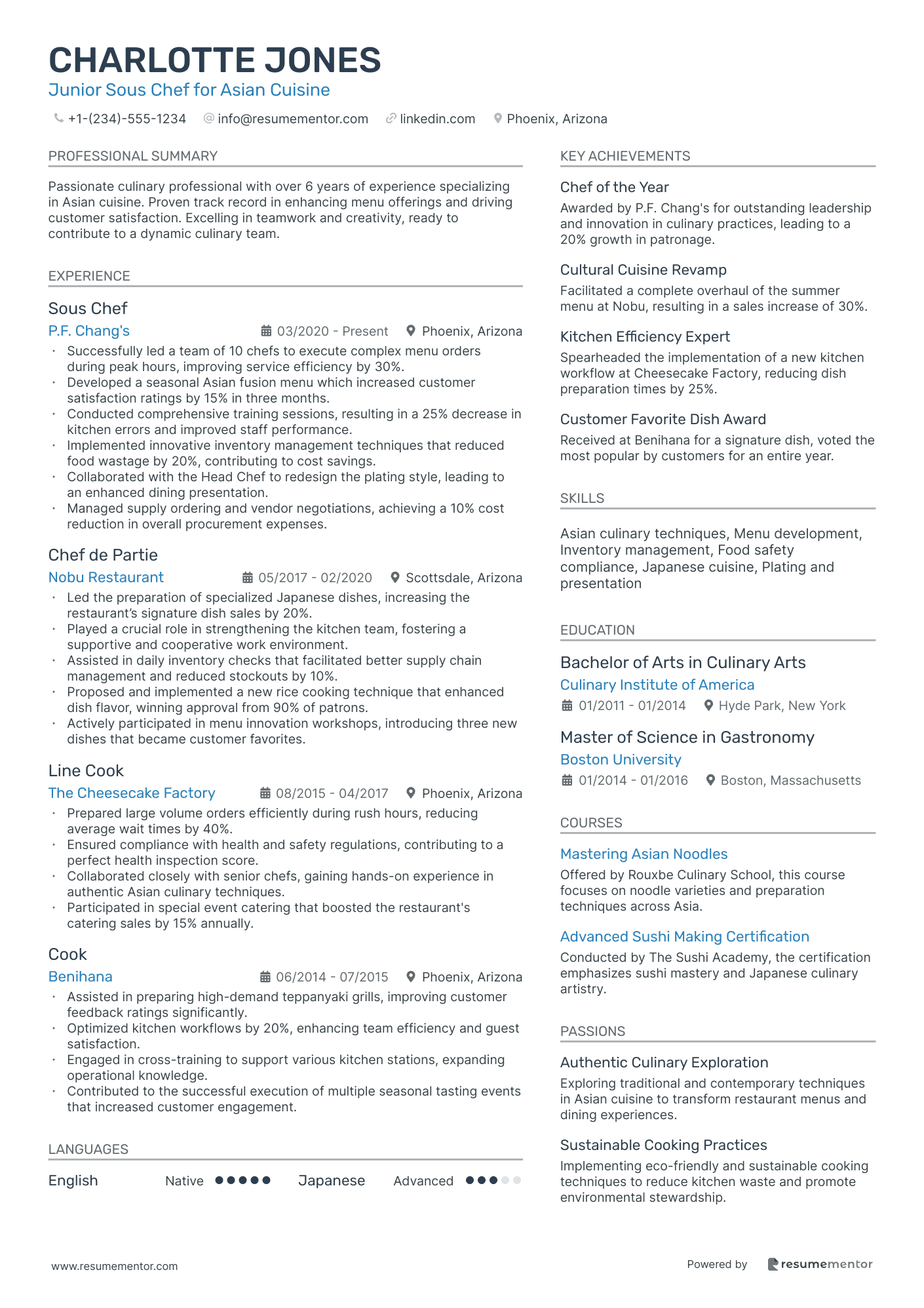 Junior Sous Chef for Asian Cuisine