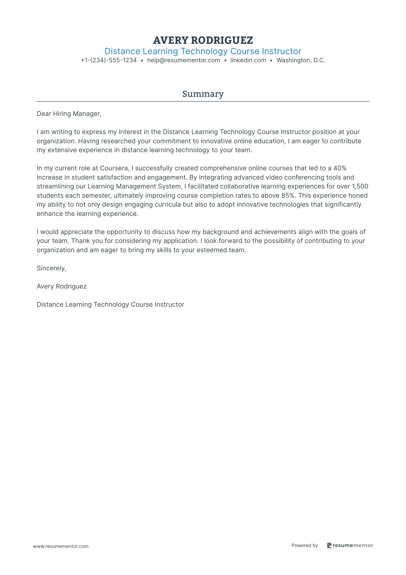 Distance Learning Technology Course Instructor