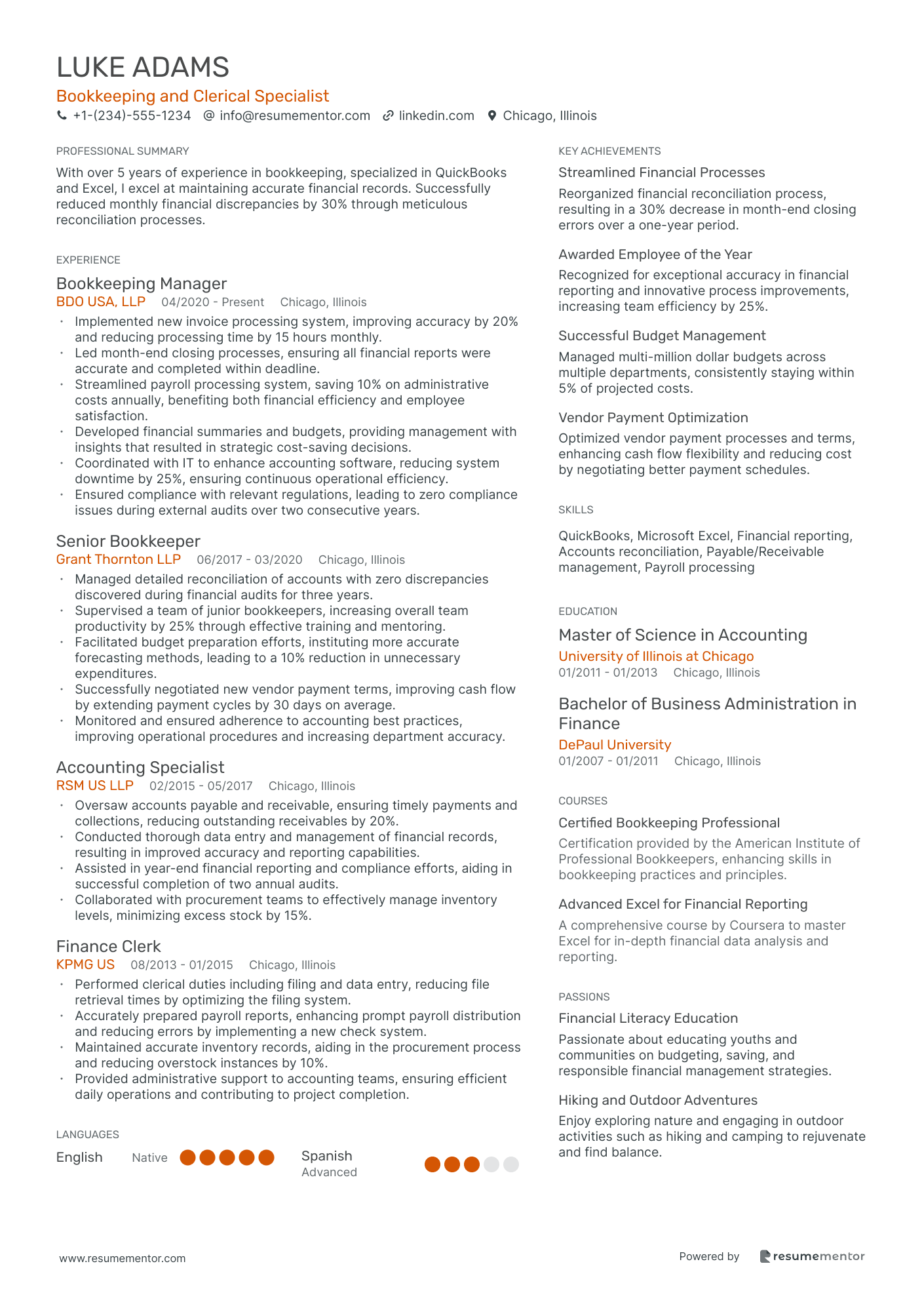 Bookkeeping and Clerical Specialist