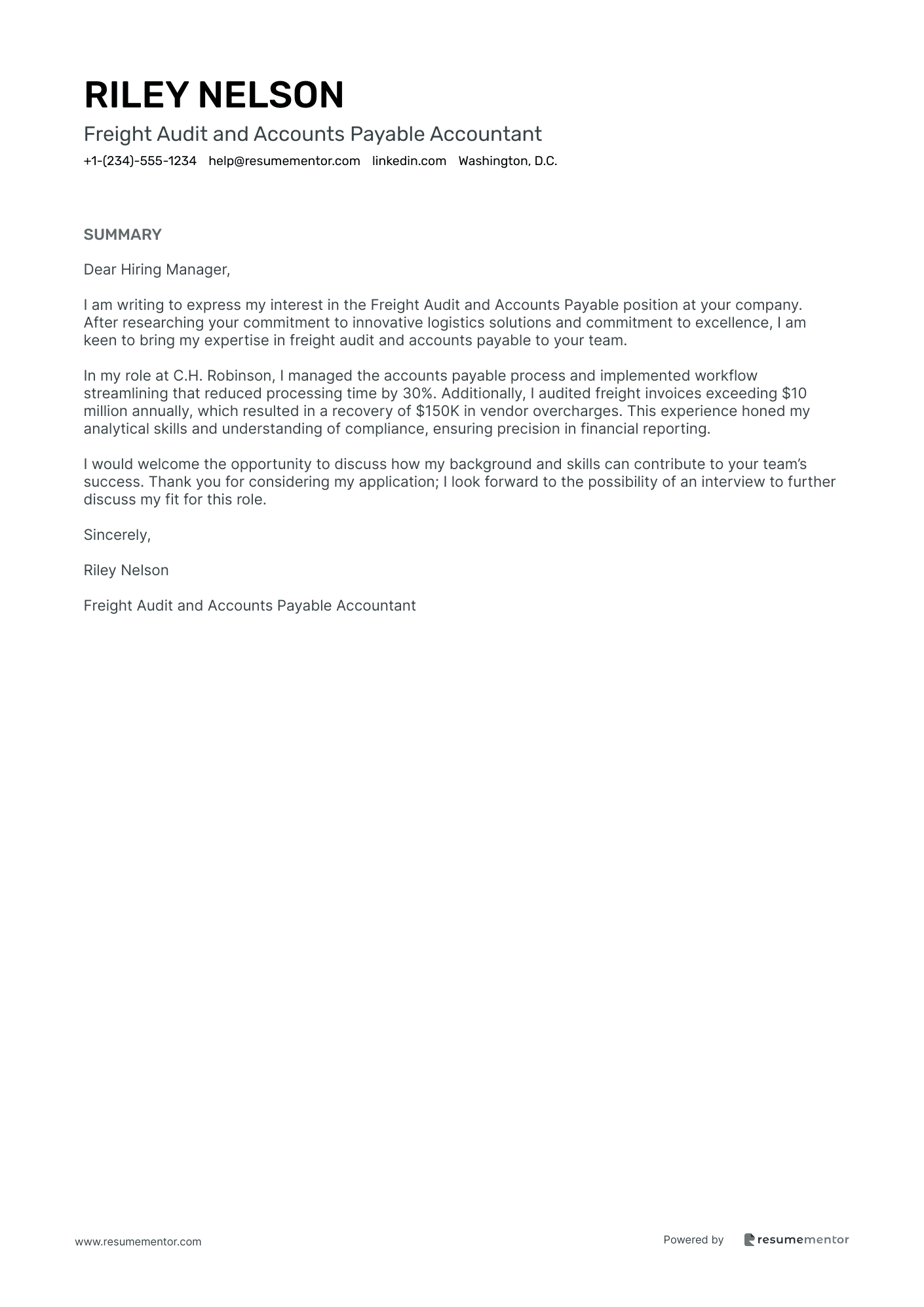Freight Audit and Accounts Payable Accountant