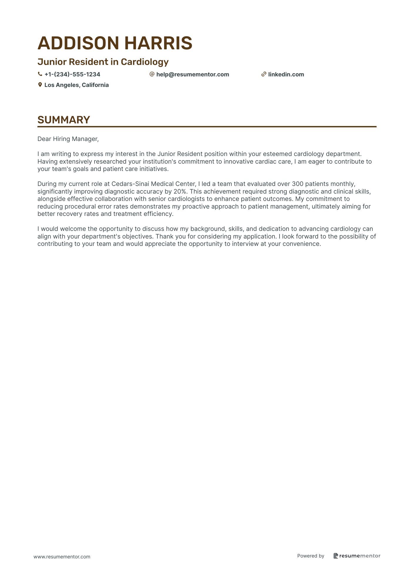Junior Resident in Cardiology