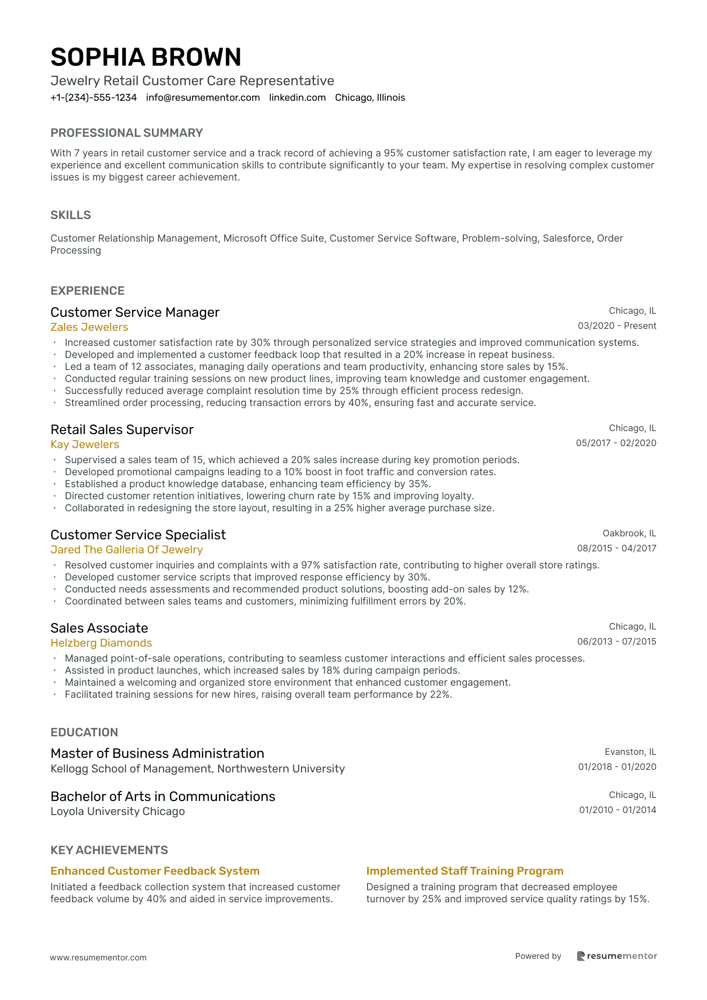 Jewelry Retail Customer Care Representative