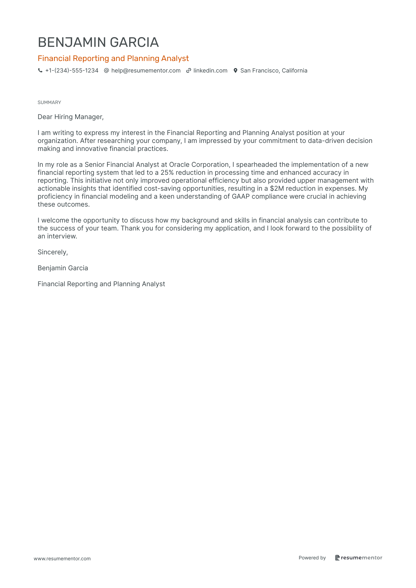 Financial Reporting and Planning Analyst