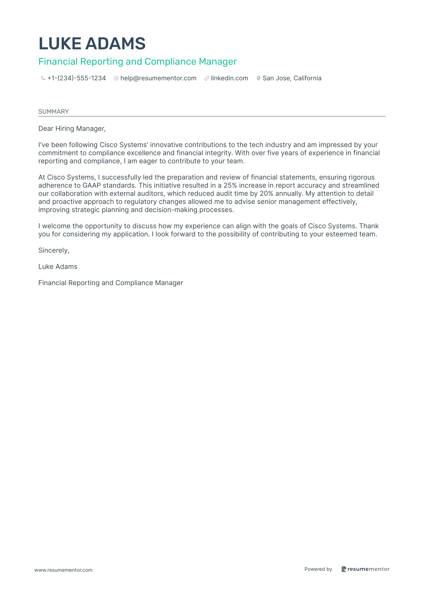 Financial Reporting and Compliance Manager