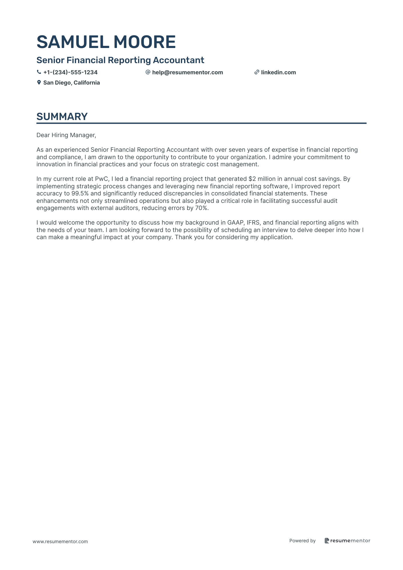 Senior Financial Reporting Accountant