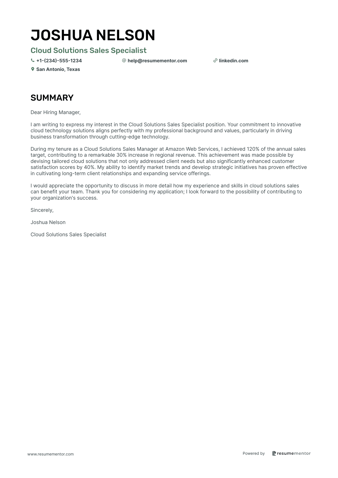 Cloud Solutions Sales Specialist