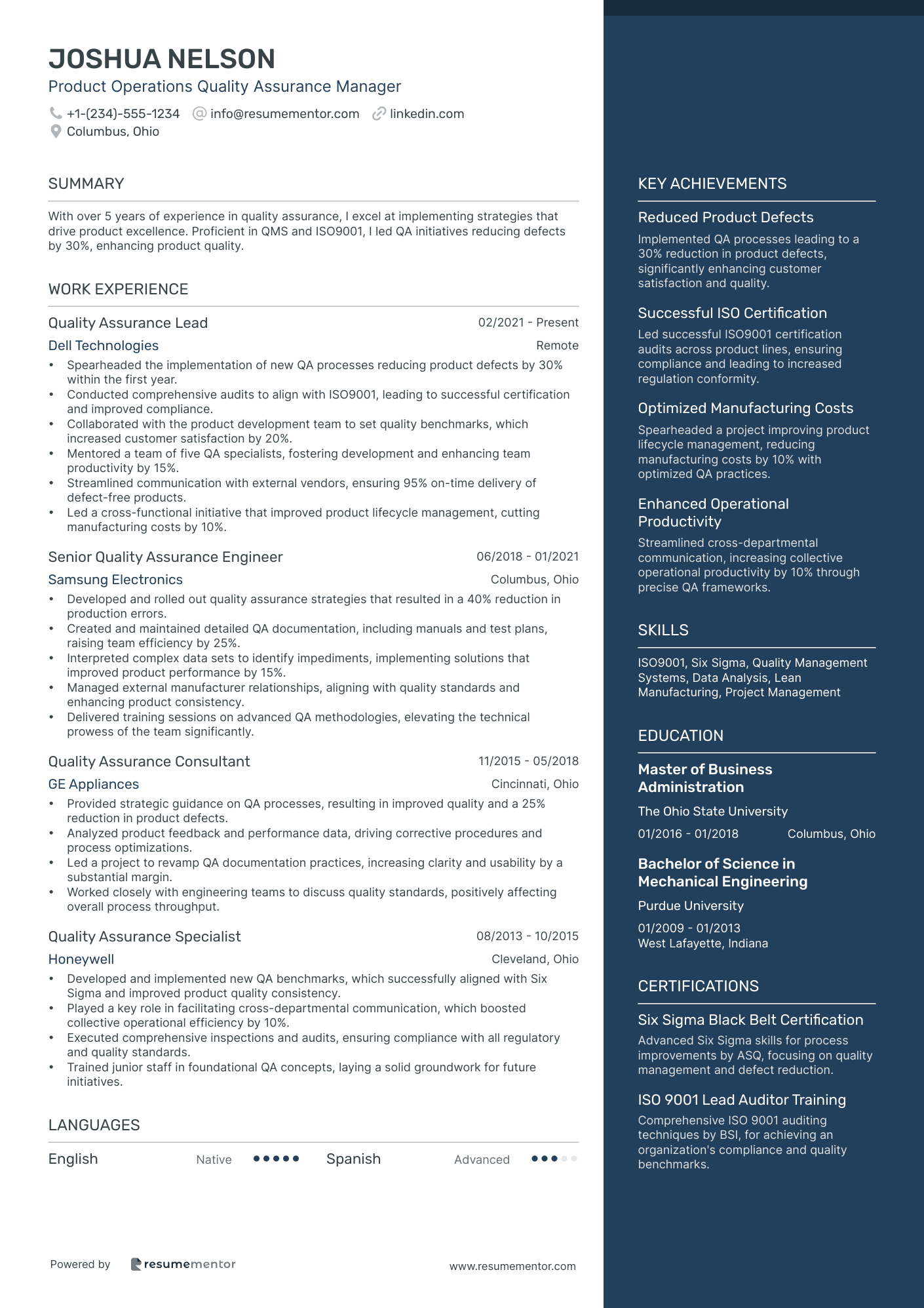 Product Operations Quality Assurance Manager