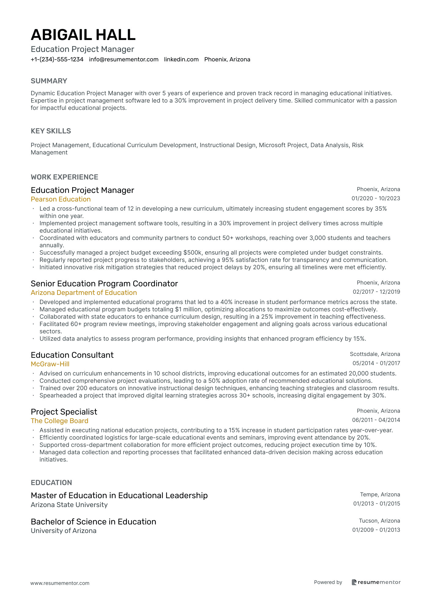 Education Project Manager