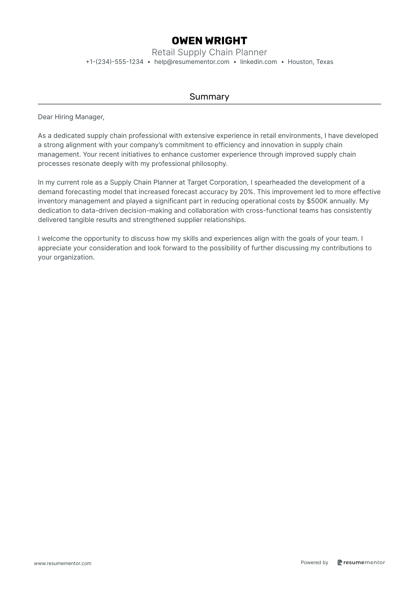 Retail Supply Chain Planner