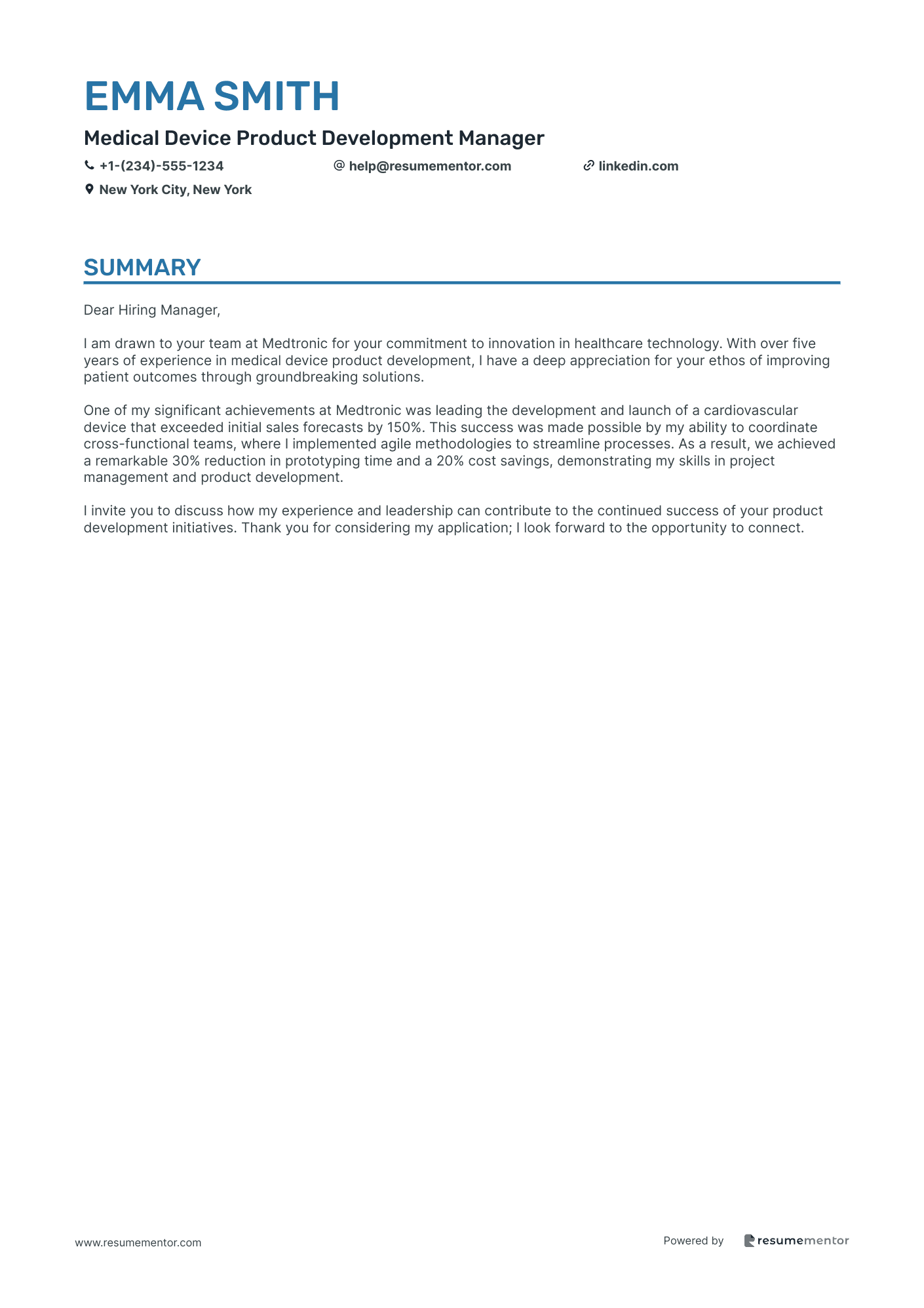 Medical Device Product Development Manager