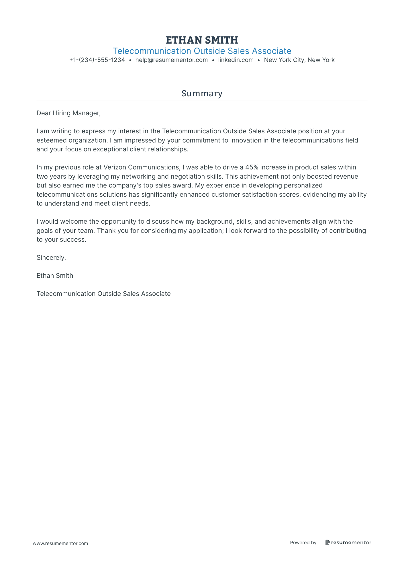 Telecommunication Outside Sales Associate