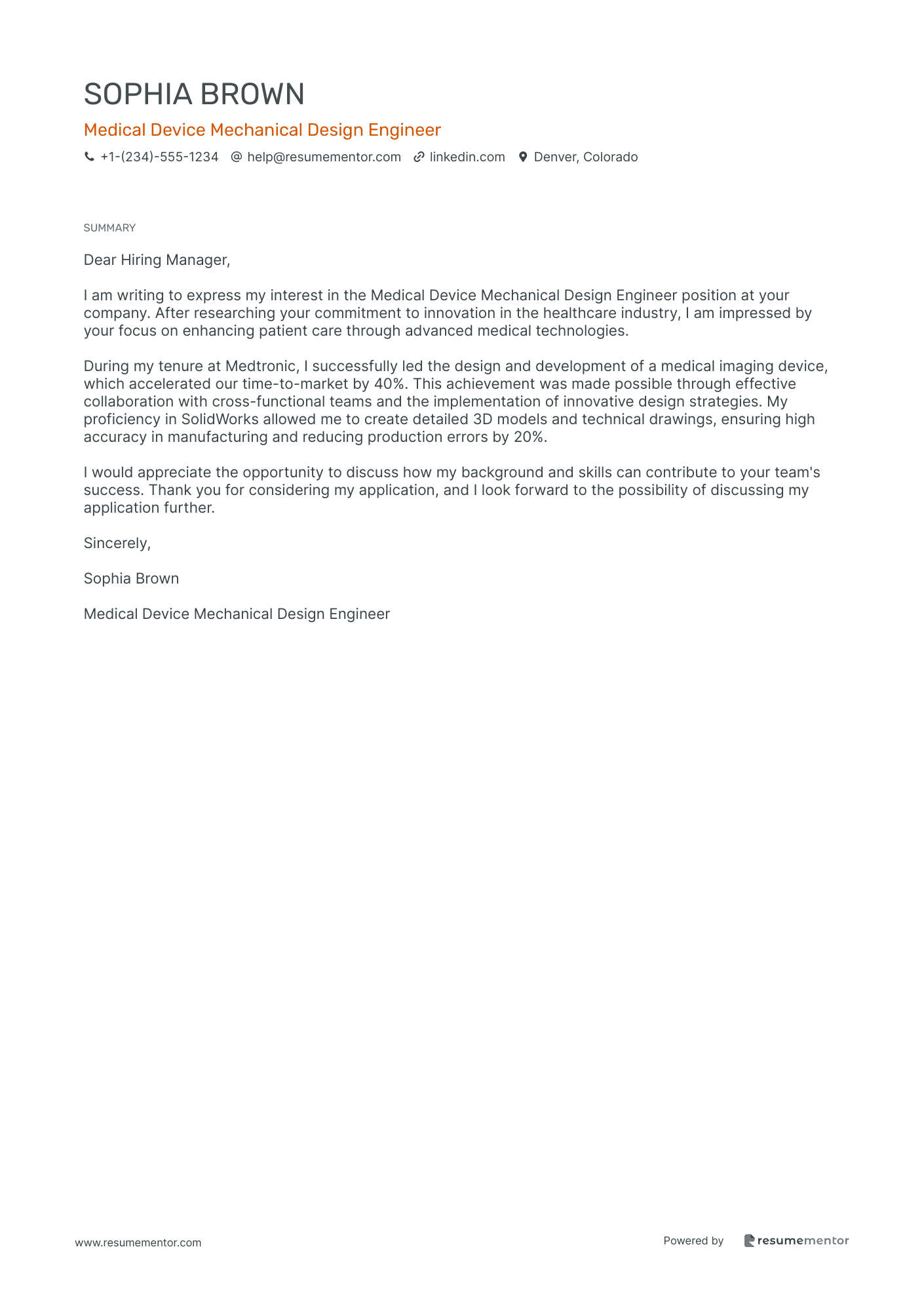 Medical Device Mechanical Design Engineer