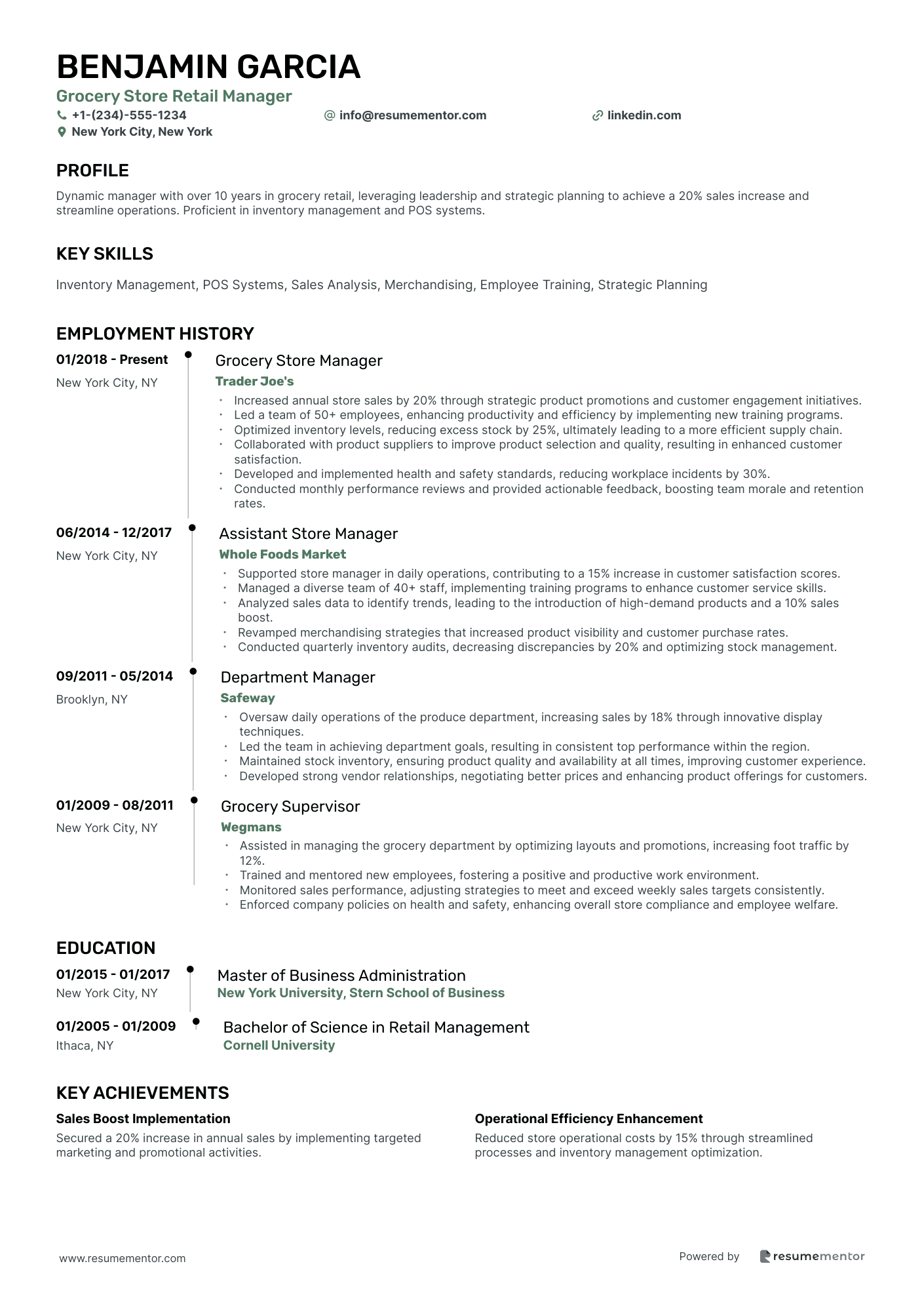 Grocery Store Retail Manager