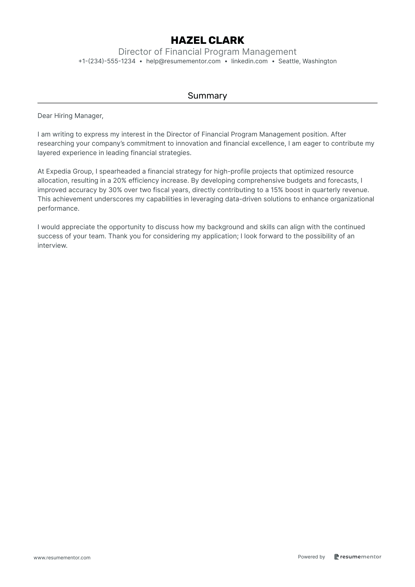 Director of Financial Program Management