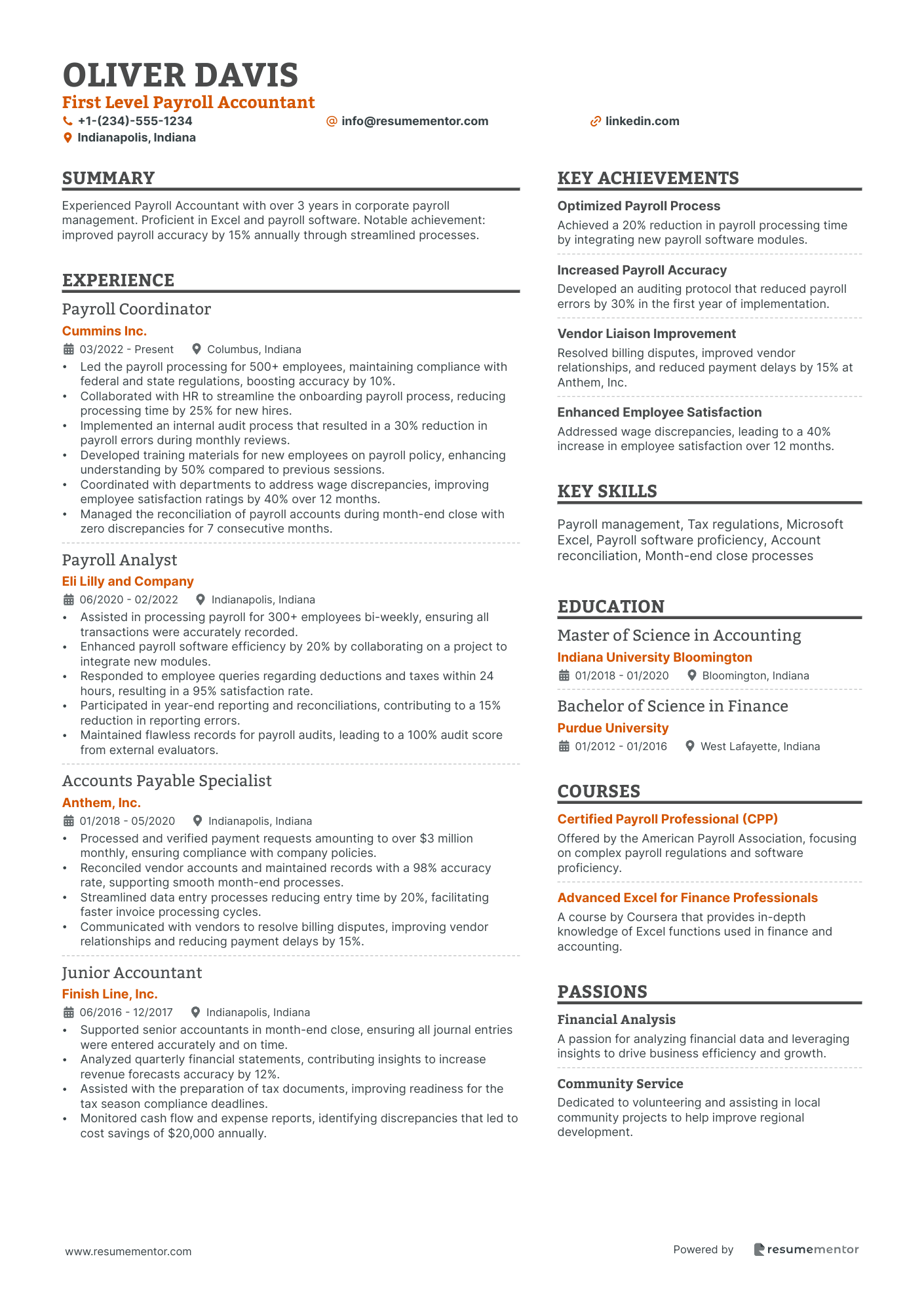 First Level Payroll Accountant