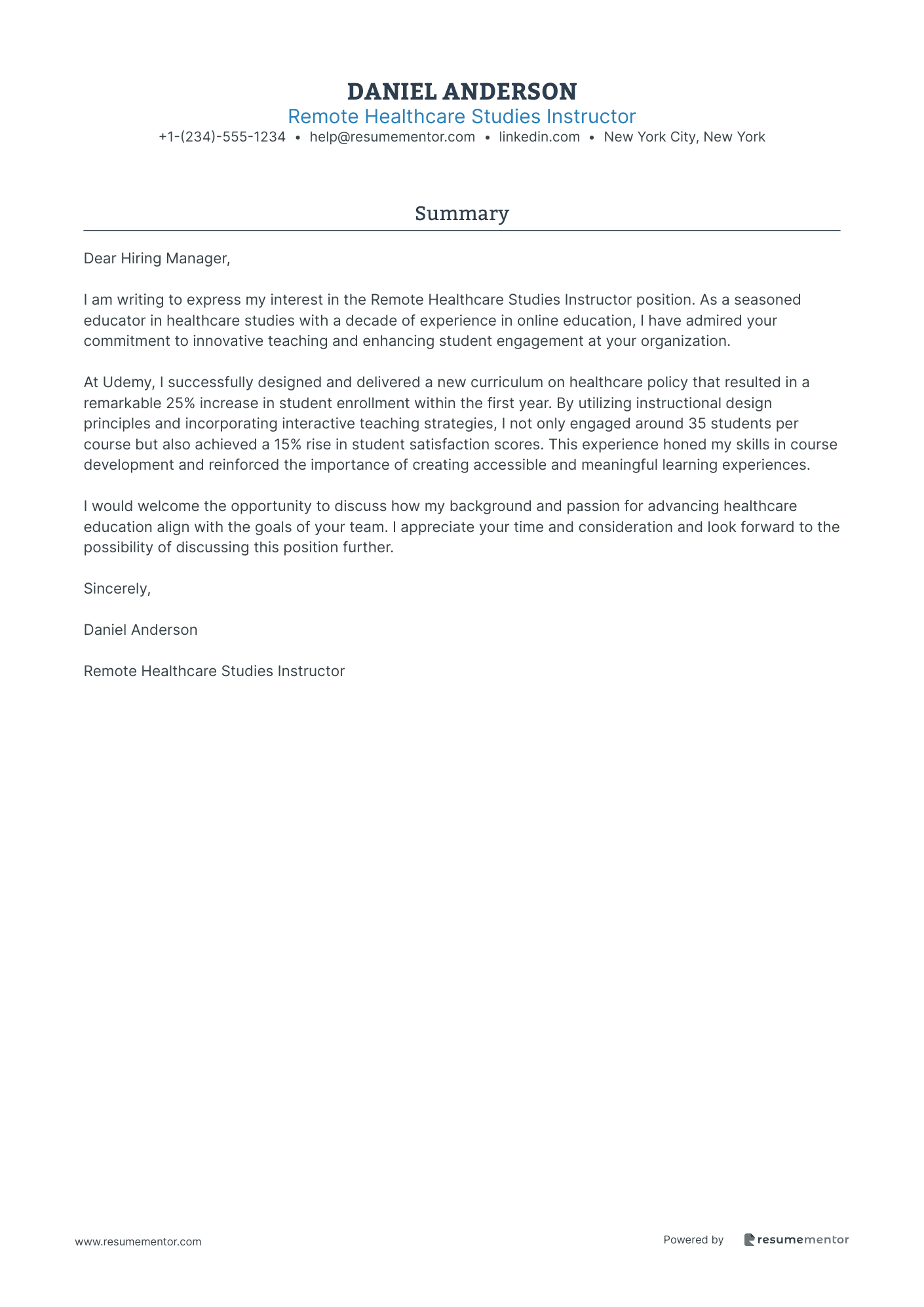 Remote Healthcare Studies Instructor