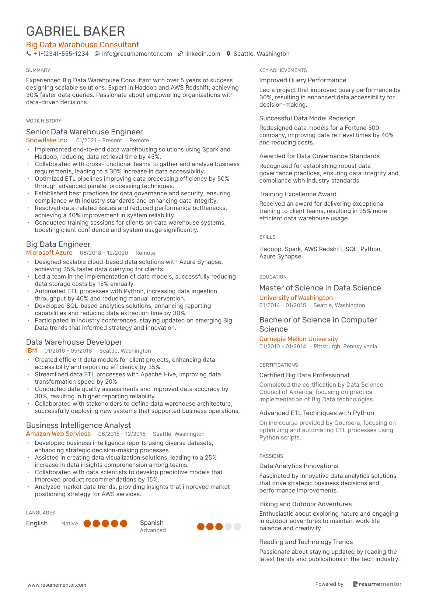 Big Data Warehouse Consultant