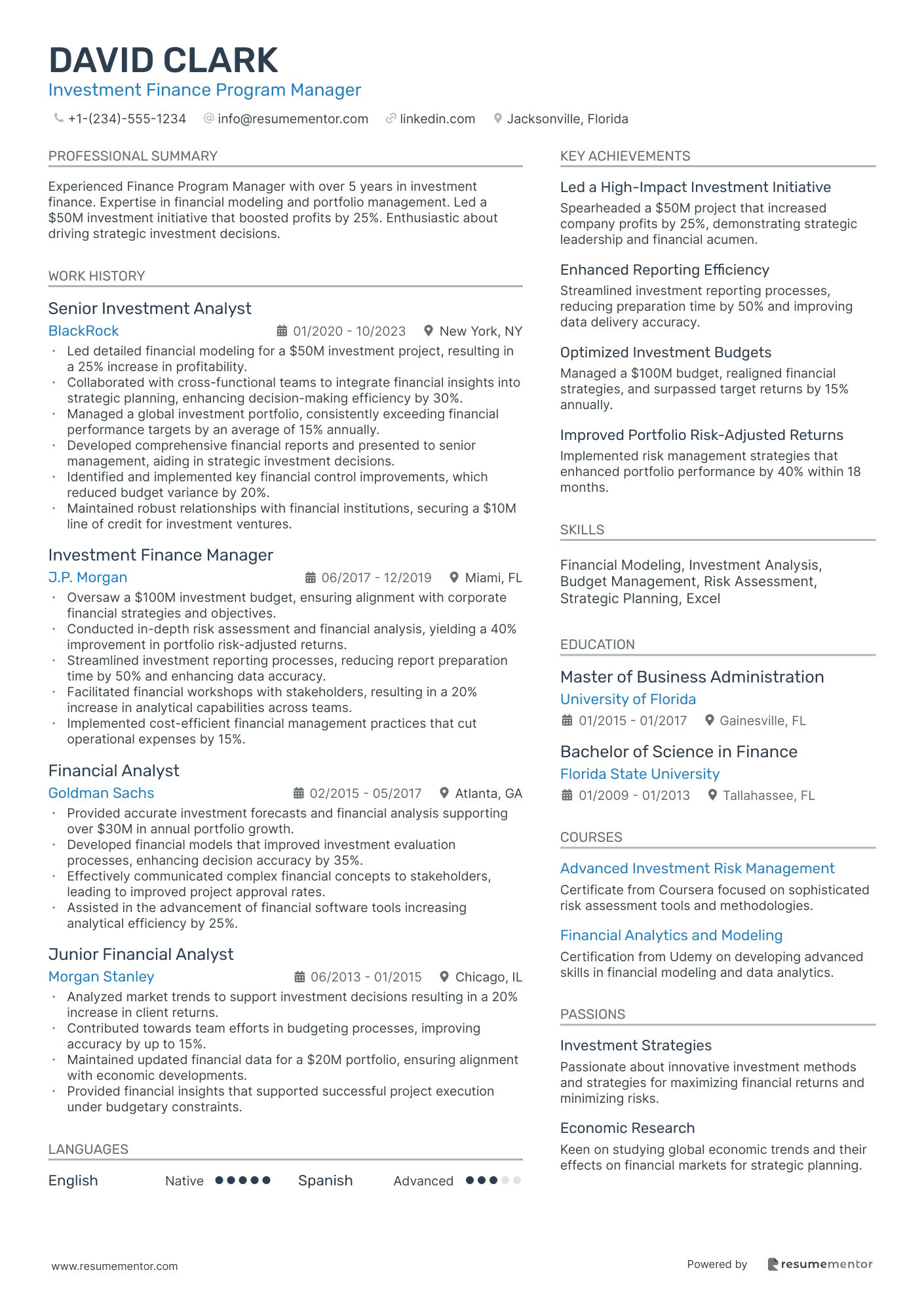 Investment Finance Program Manager