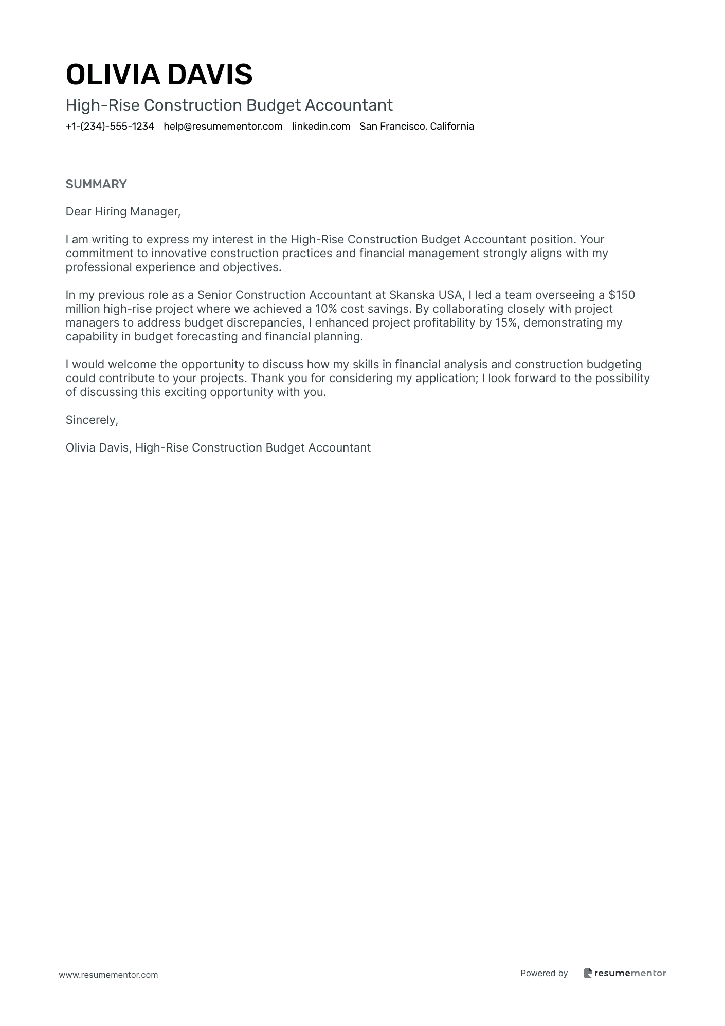 High Rise Construction Budget Accountant