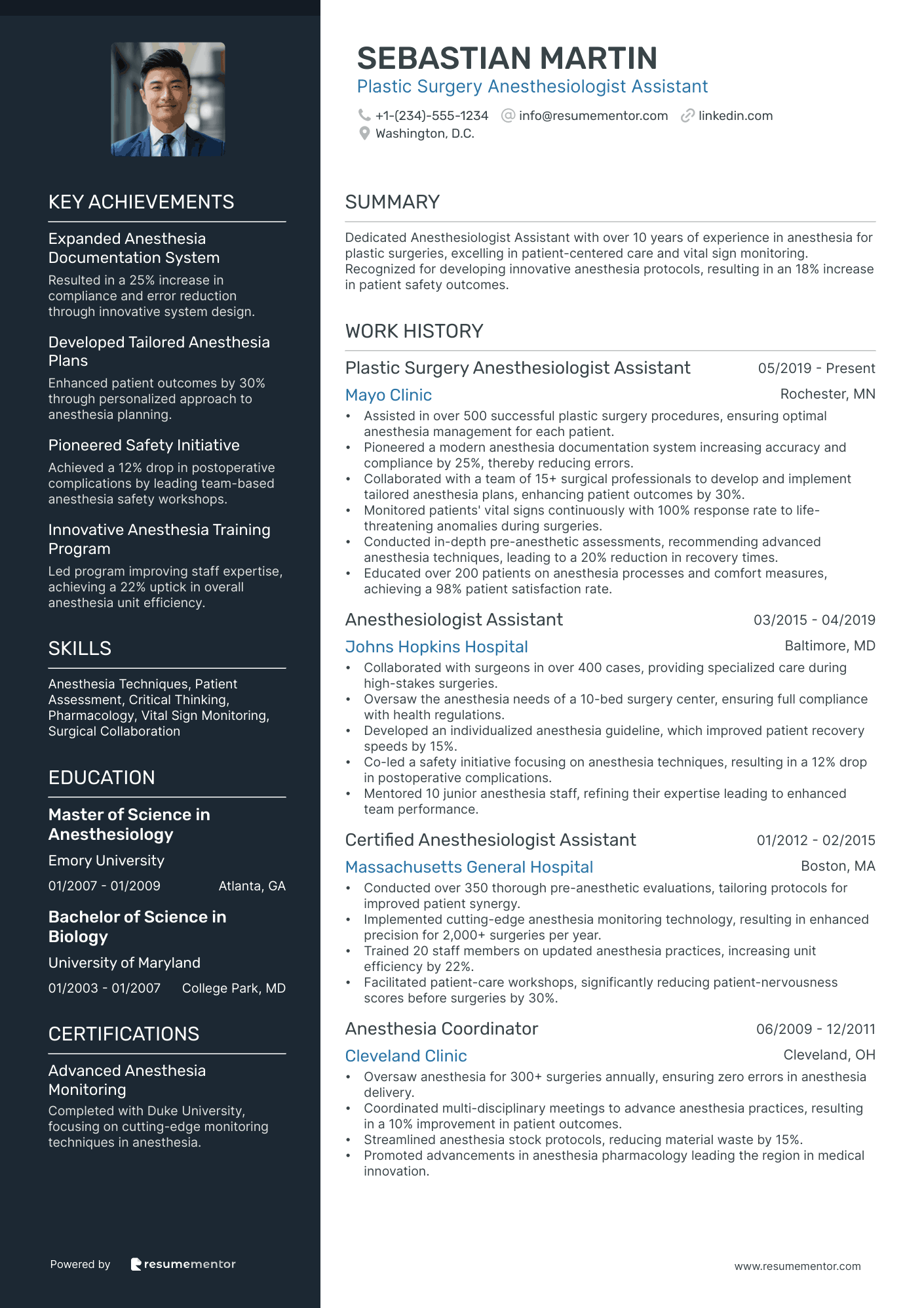 Plastic Surgery Anesthesiologist Assistant